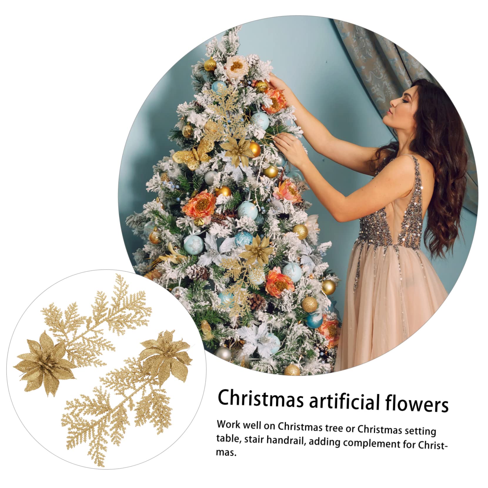 PRETYZOOM 3 Set Di Rami Di Pino Decorazione Natalizia Fiore Glitterato Fiore Artificiale Ciondolo Appeso Allalbero Per Natale 6 Pezzi * 3