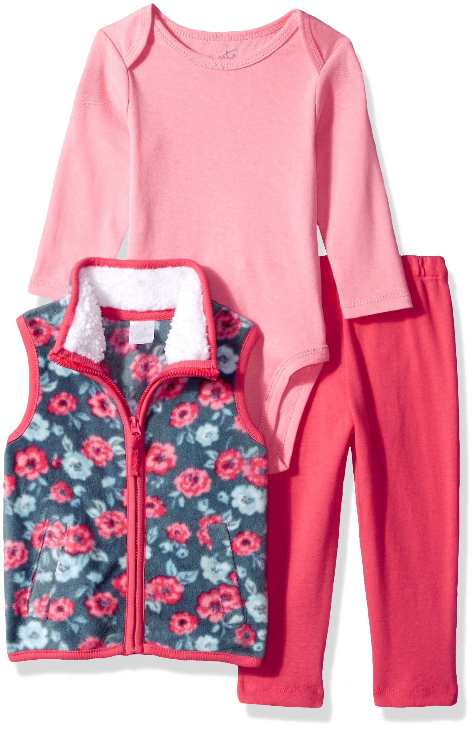 Best Beginnings Baby Girls' Print Vest Set, Pink/Multi, 3M