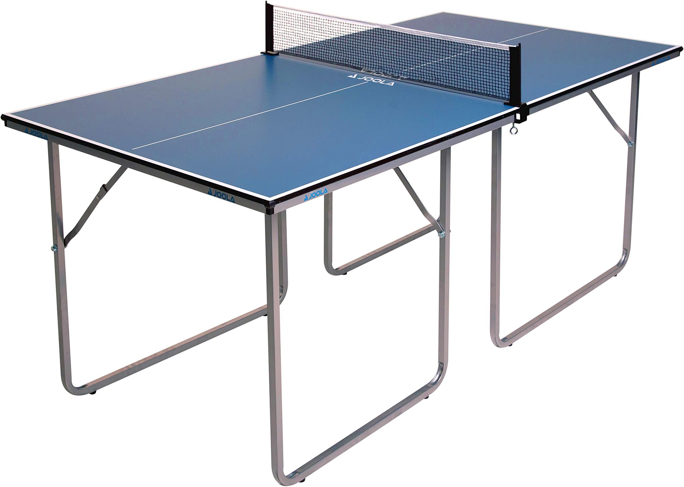 JOOLA Midsize Compact Ping Pong Table Great for Small Spaces and Apartments - Multi-Use Free Standing - Compact Storage Fits in Most Closets - Table Tennis Net Set Included - No Assembly Required