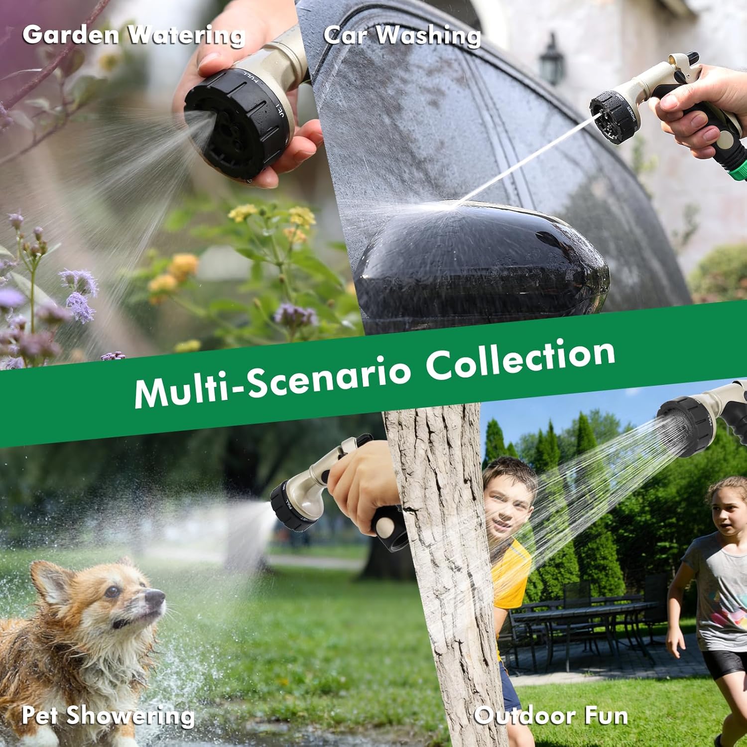 RESTMO Garden Hose Nozzle, Heavy Duty Metal Water Hose Nozzle, Hose Sprayer Nozzle with 7 Adjustable Spray Patterns, High Pressure Nozzle Watering Plants and Lawn, Pet Showering