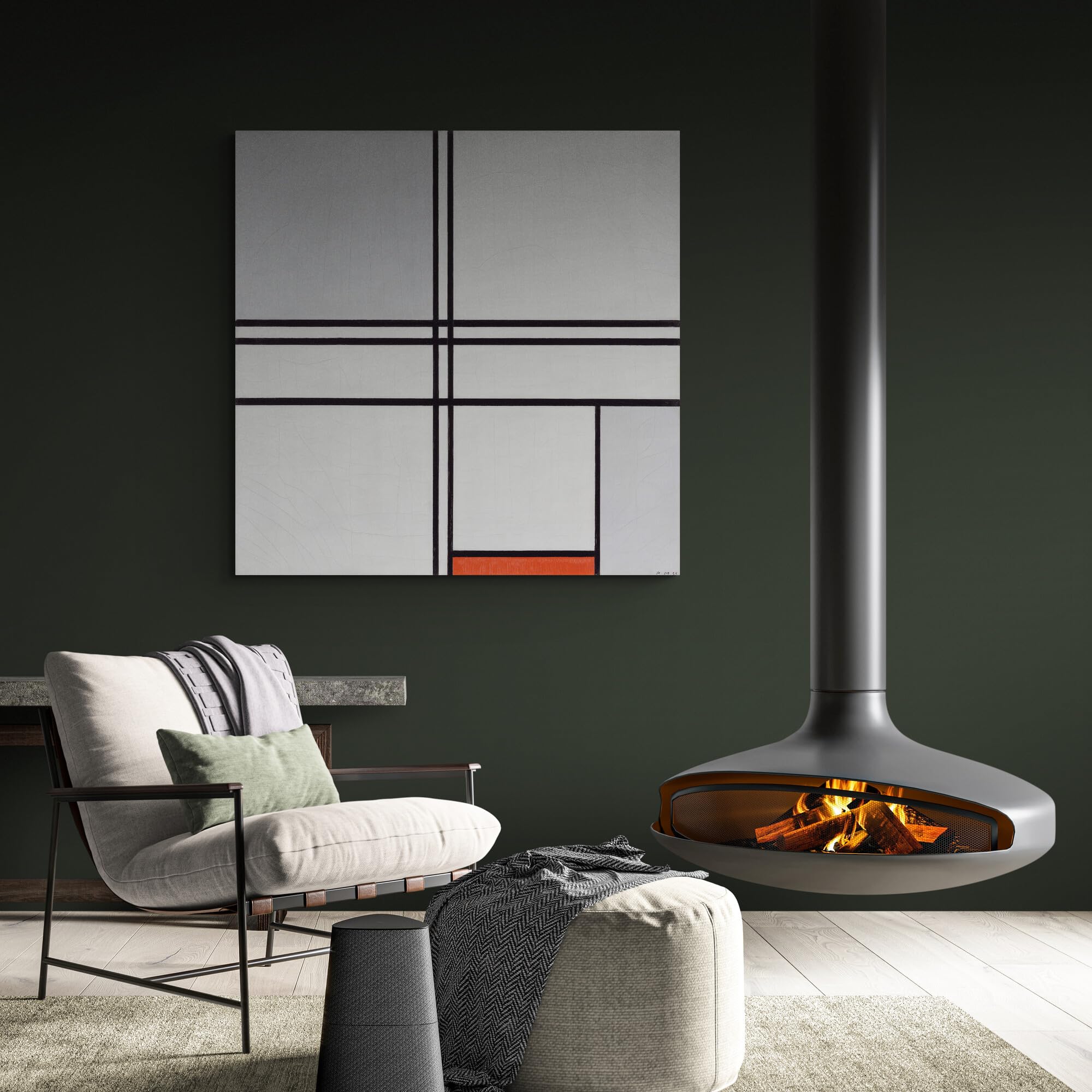 Amazon.com: Composition (No. 1) Gray-Red - Abstract Wall Art by