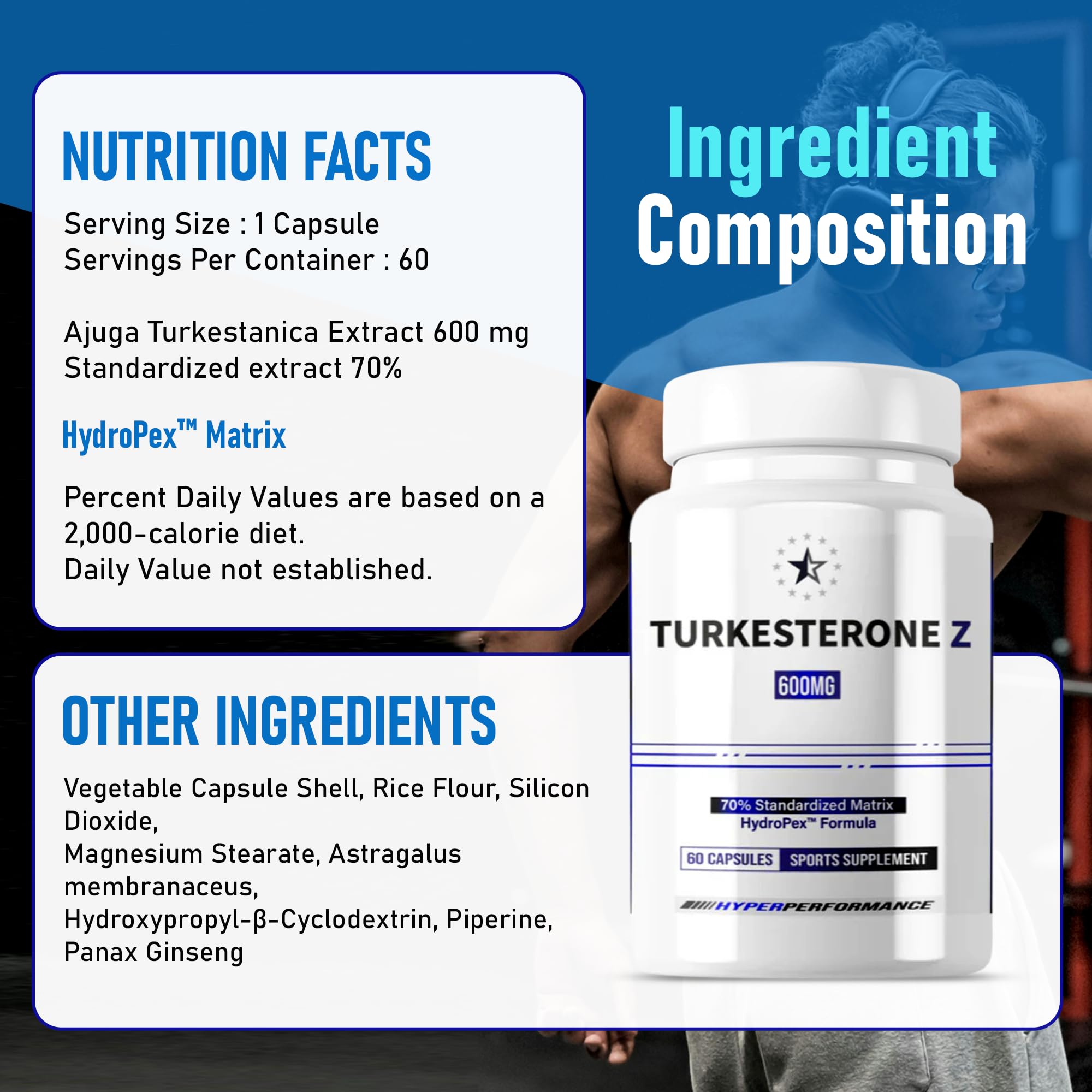 Turkesterone Supreme 70% with HydroPex™ - 60 V-Capsules (600mg) - Apex®