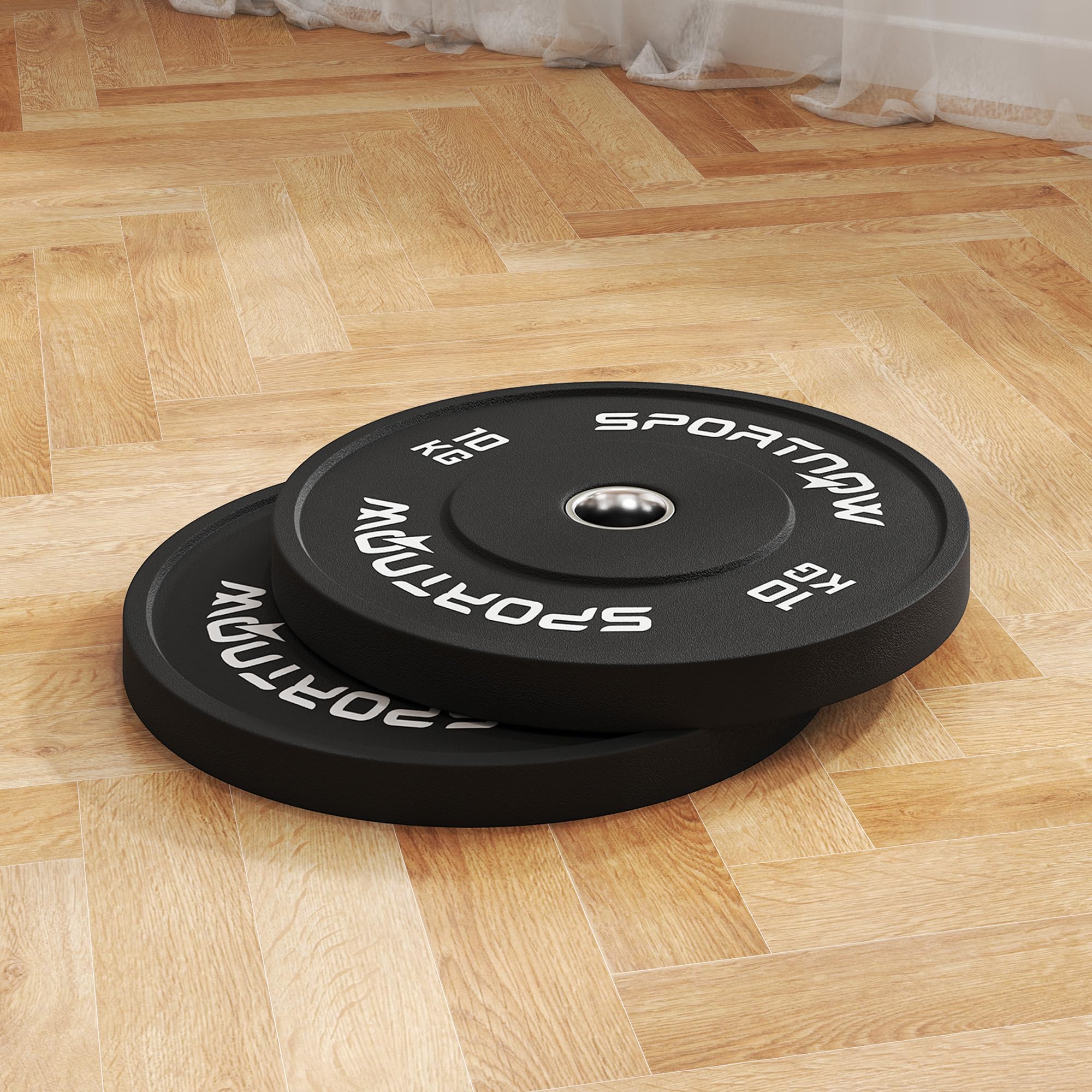 SPORTNOW 2er-Set Hantelgewichte, Gewichtsscheiben, Hantelscheiben-Set für 5 cm Hantelstange mit Ø 50 mm Bohrung, Schwarz