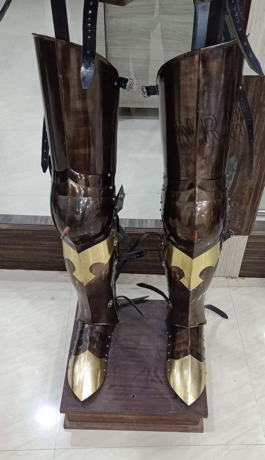Halloween Copper Medieval Full Leg Guard Armor Steel Graves Medieval Costume