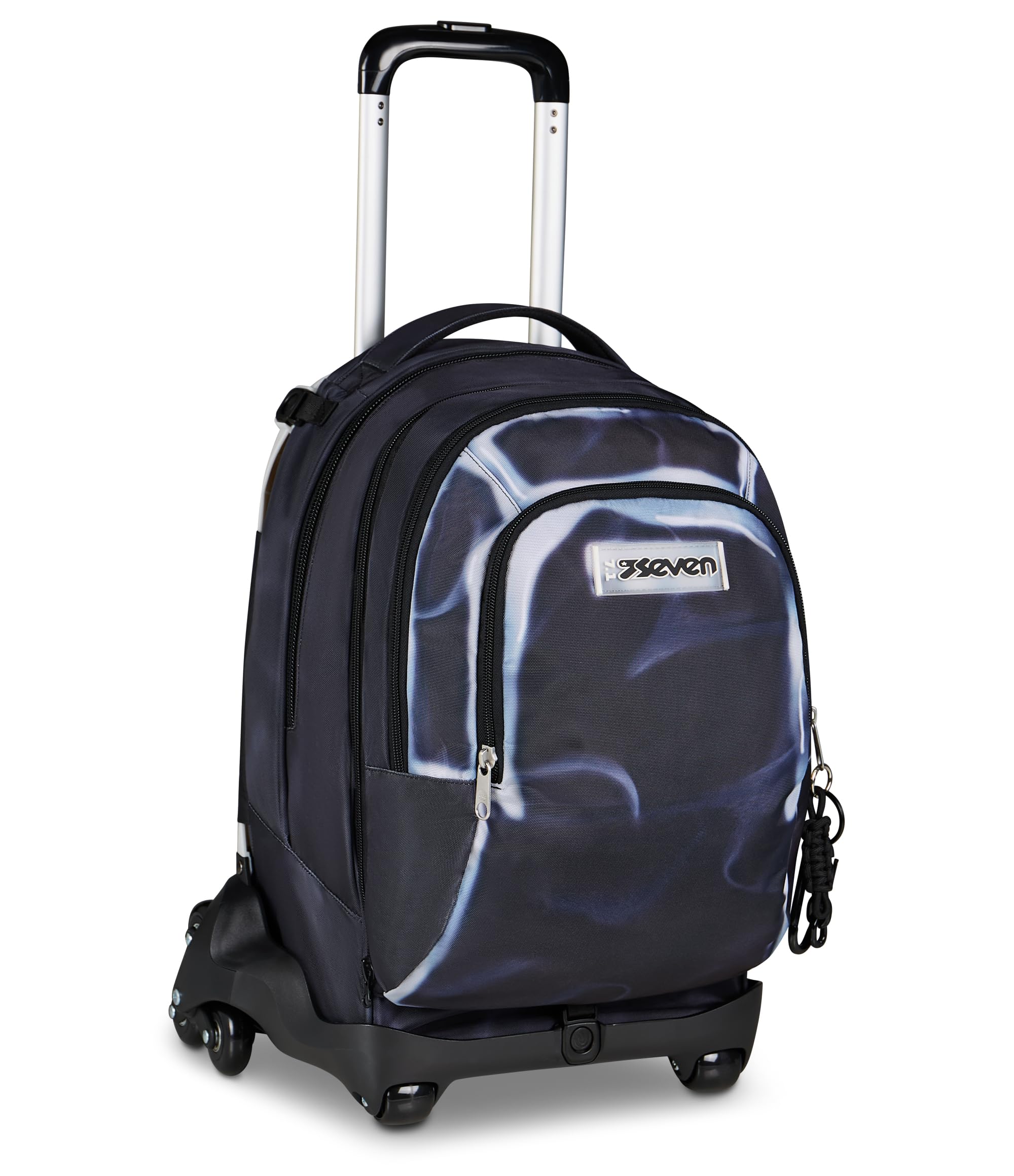 Seven Trolley Scuola Jack 8 Ruote Detach SHADOWS OF COLOR, Nero, 34 L, Scomponibile, Cross-over System, Zainetto staccabile, Tasca laterale porta borraccia, Scuola elementare e media, Bambini, Ragazzi