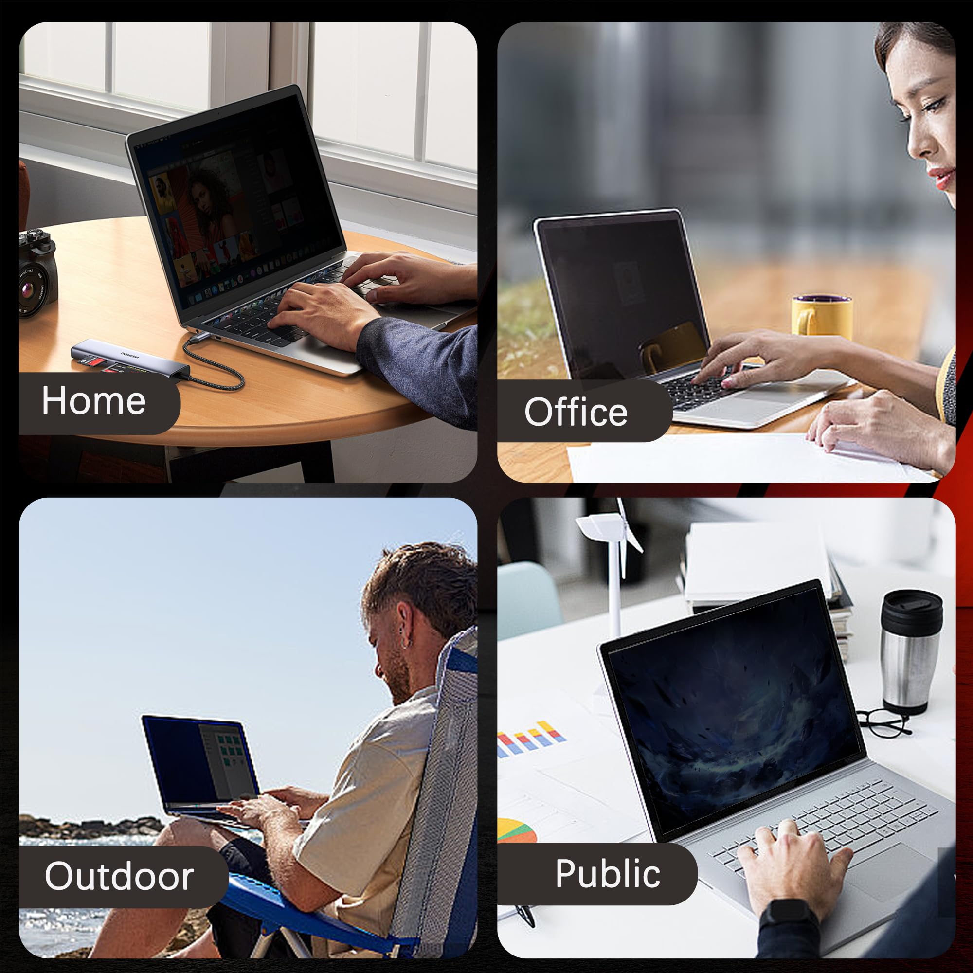 Pellicola protettiva per la privacy compatibile con 15,6 pollici, rimovibile 16:9, filtro privacy per laptop, anti-spy/facile installazione/antiriflesso/blocco luce blu