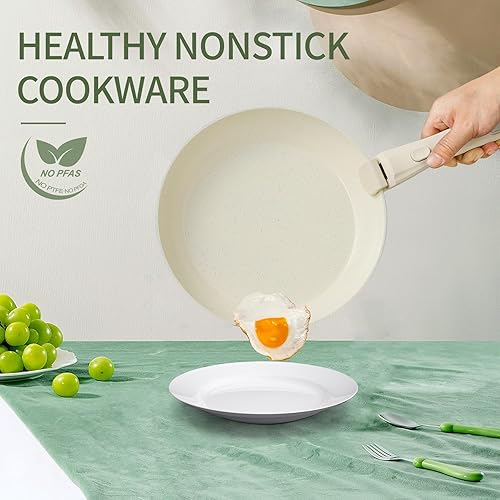 Miniatura 4 de Juego de 23 piezas de ollas y sartenes de cerámica, juego de utensilios de cocina con mango desmontable antiadherente, juego de cocina de inducción