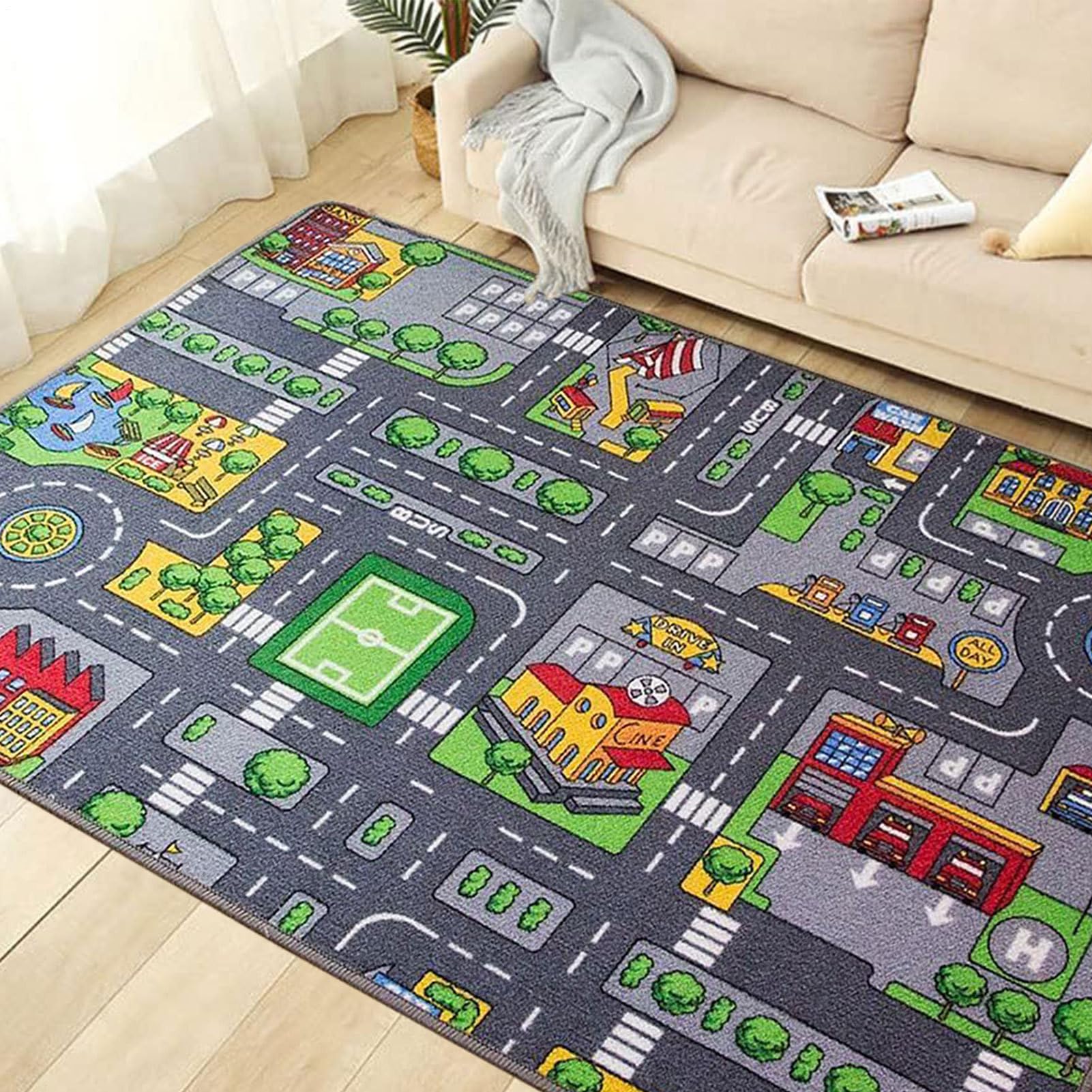 Tapis Voiture Enfant, Tapis De Jeux Chambre Enfant, Tapis De Jeu Ville Pour Enfant, Jouet De Playmat De Route, Tapis Circulation Routière Urbaine Tapis De Jeux Voiture Pliable Pour Enfant Fille Garçon