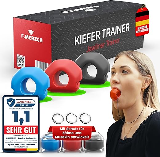F.MERZCA® Premium Jawline Trainer – Kiefer Trainer definiert Kieferlinie & Gesicht mit dem Jawline Toner, Jaw Exerciser; Doppelkinn Entferner,…
