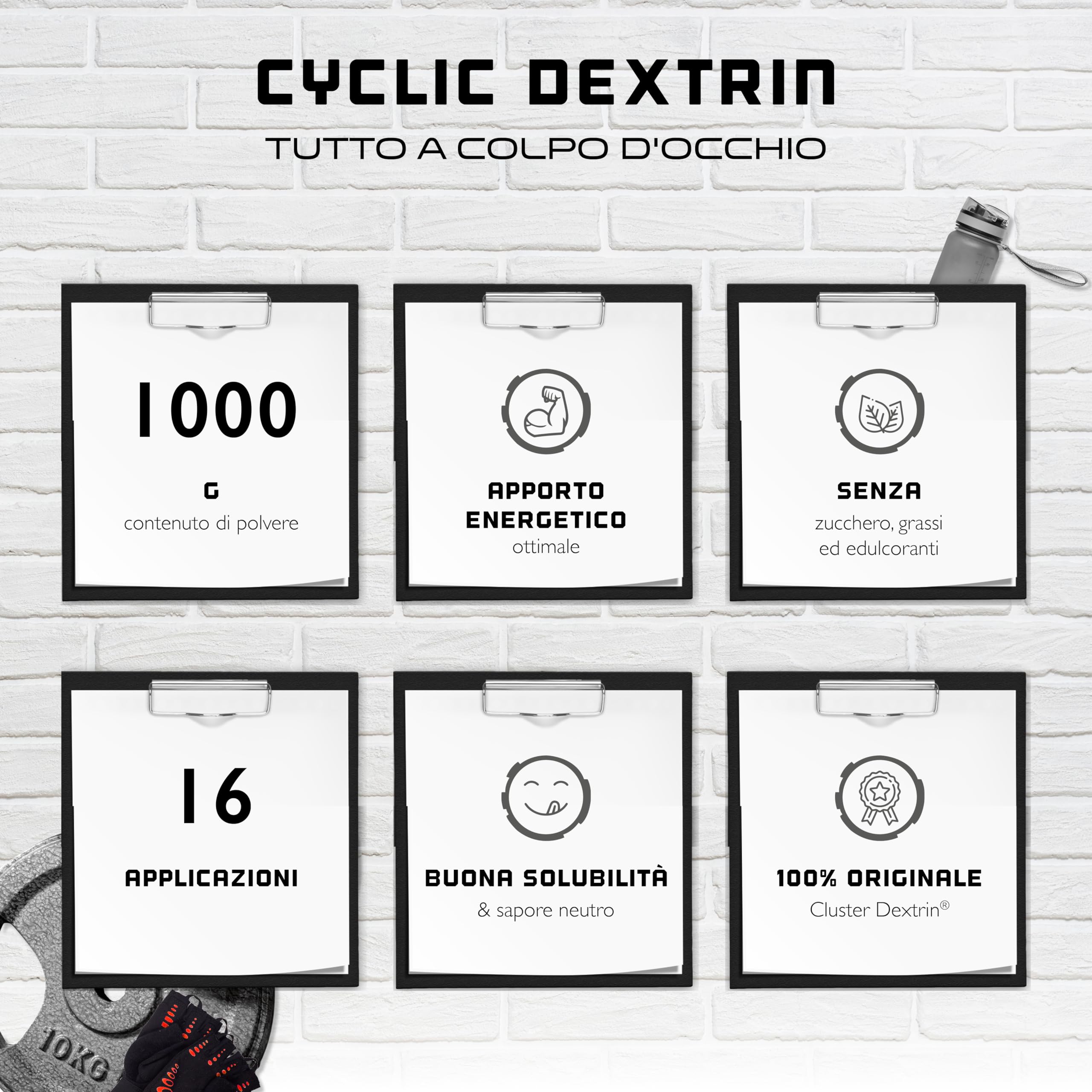 Destrina ciclica (Cluster Dextrin®) 1000 g - Polvere di carboidrati premium - Destrina ciclica altamente ramificata - Polvere energetica brevettata per una maggiore energia - Vegan