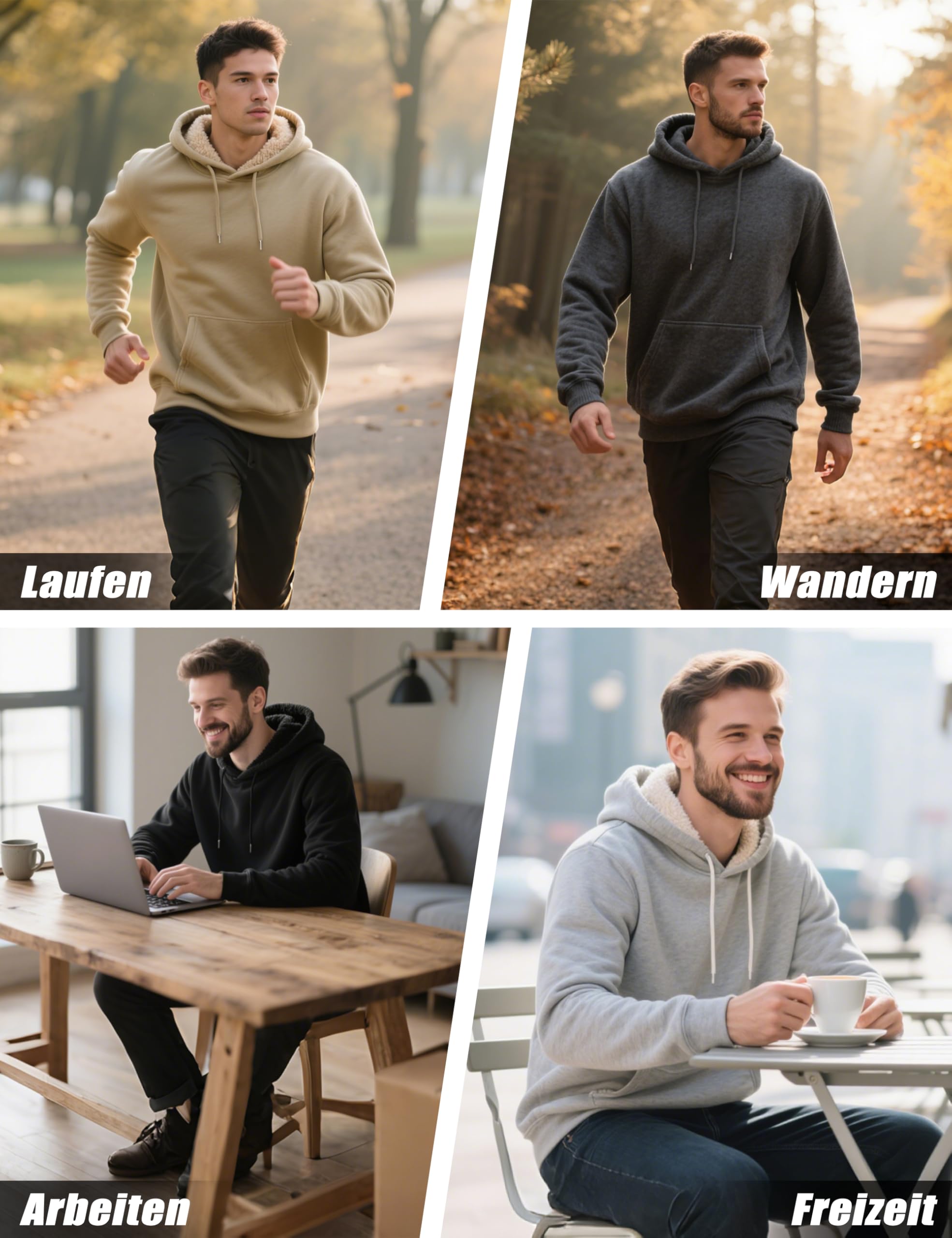 TACVASEN Herren Warme Fleece Kapuzenpullover Sherpa Gefüttert Hoodie Dicker Winterpullover Langarm Sweatshirt mit Kapuze