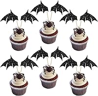 Vista 19 de Gyufise 1 pieza de decoración de pastel de cumpleaños con purpurina montada de terror clásico de Halloween para temática de terror sangriento