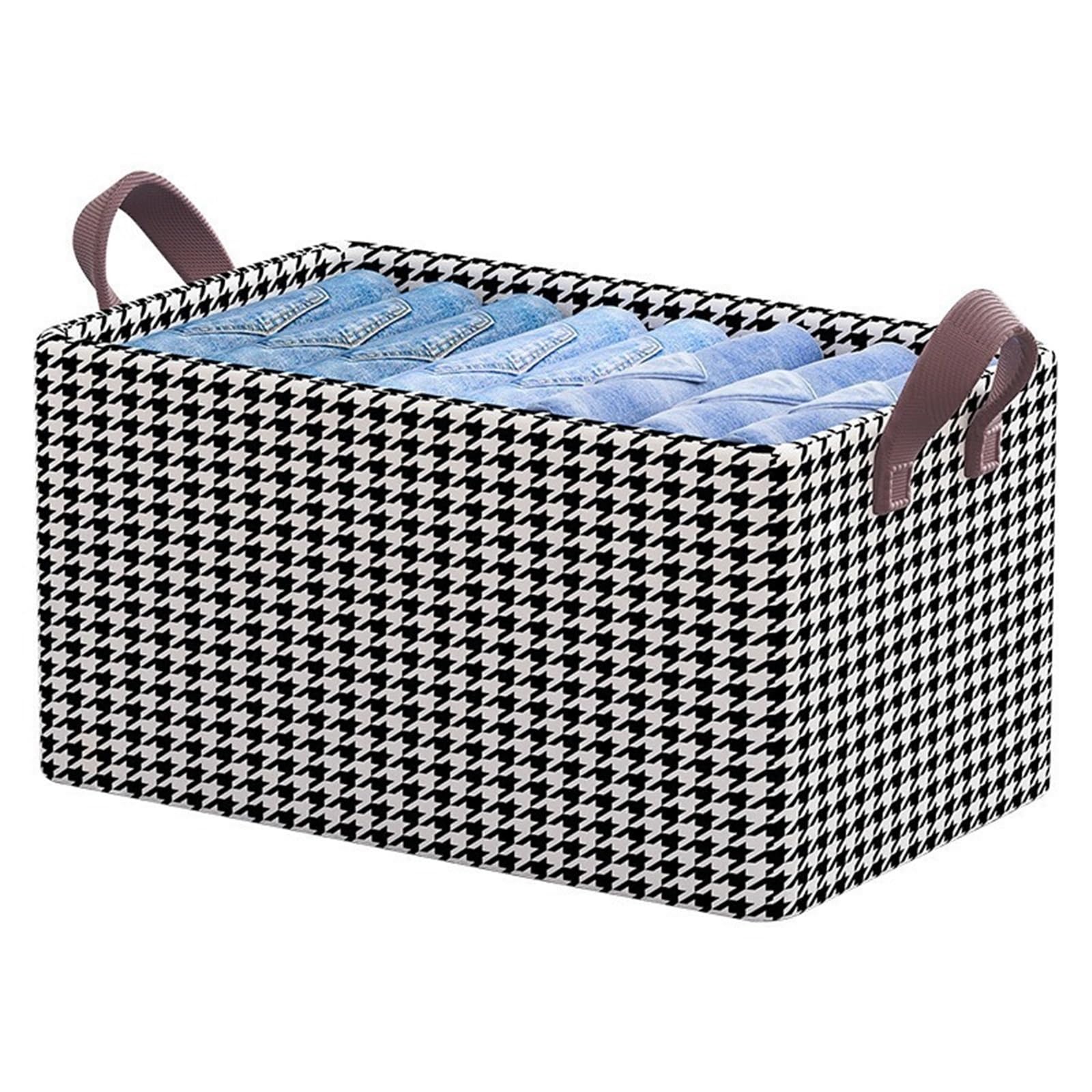 SNGUOQ 10Pcs Fabric Storage Basket Drawer Type Box Underwear Organizer Wardrobe Clothes Foldable Organizers Clothing For Clothing Storage,Organization(White black)