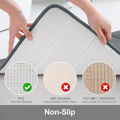 Miniatura 3 de Buganda - Tapetes de baño de espuma viscoelástica suaves, antideslizantes y absorbentes, con forro trasero de goma, tapete largo para suelo de baño,