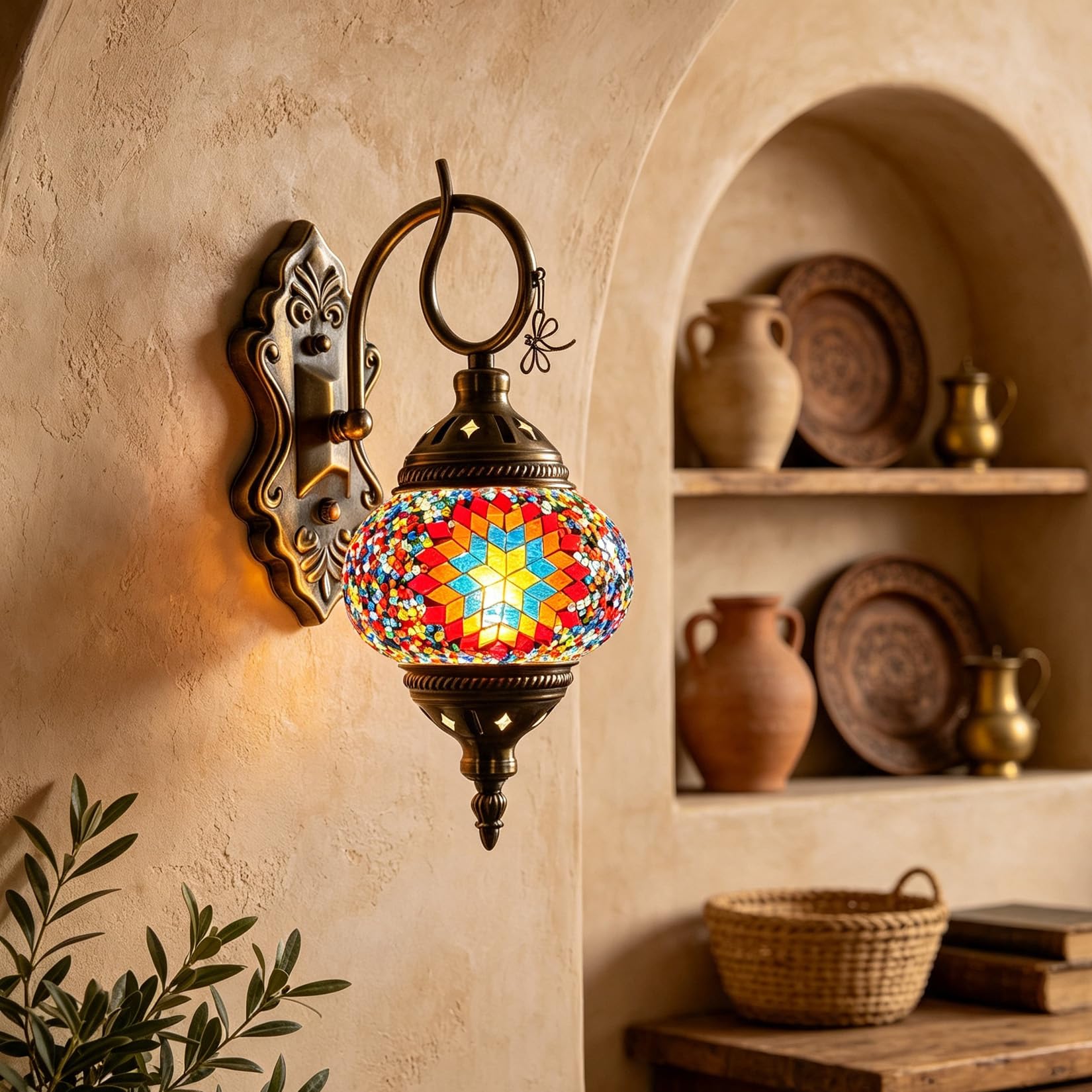 Yjmgrowing Turkish Moroccan Wall Sconce Lamp Light Mosaic Glass Wall Lamp