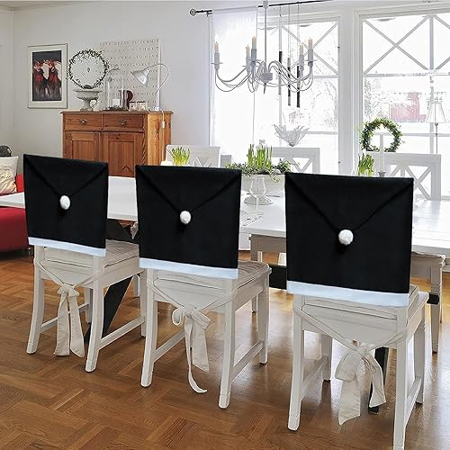 Miniatura 3 de 6 fundas para sillas de comedor, fundas para respaldo de sillas de Navidad, decoración para banquetes de Navidad, decoración de festivales de