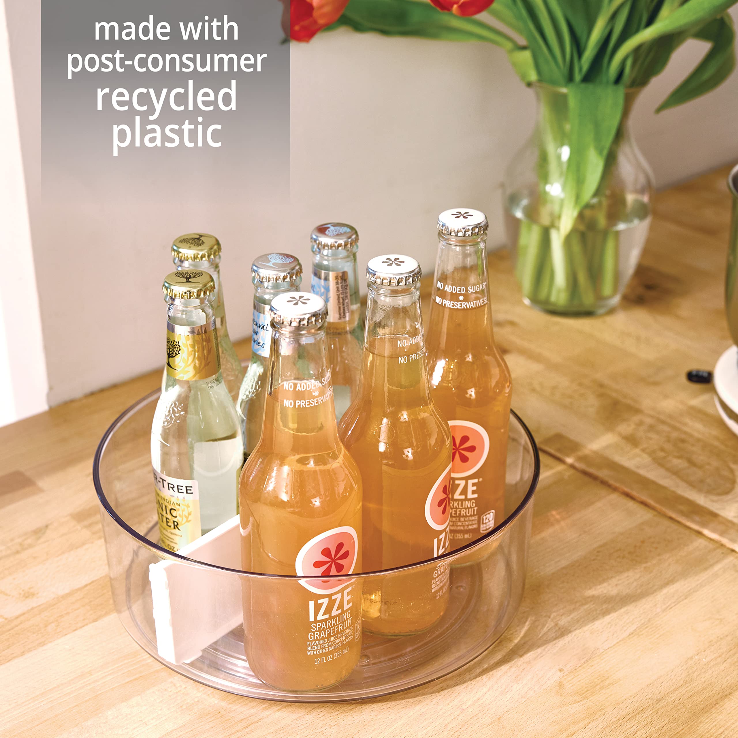 iDesign Organizador de especias de plástico reciclado, especiero giratorio de la colección exclusiva de Rosanna Pansino, base giratoria y separador extraíble, blanco y transparente