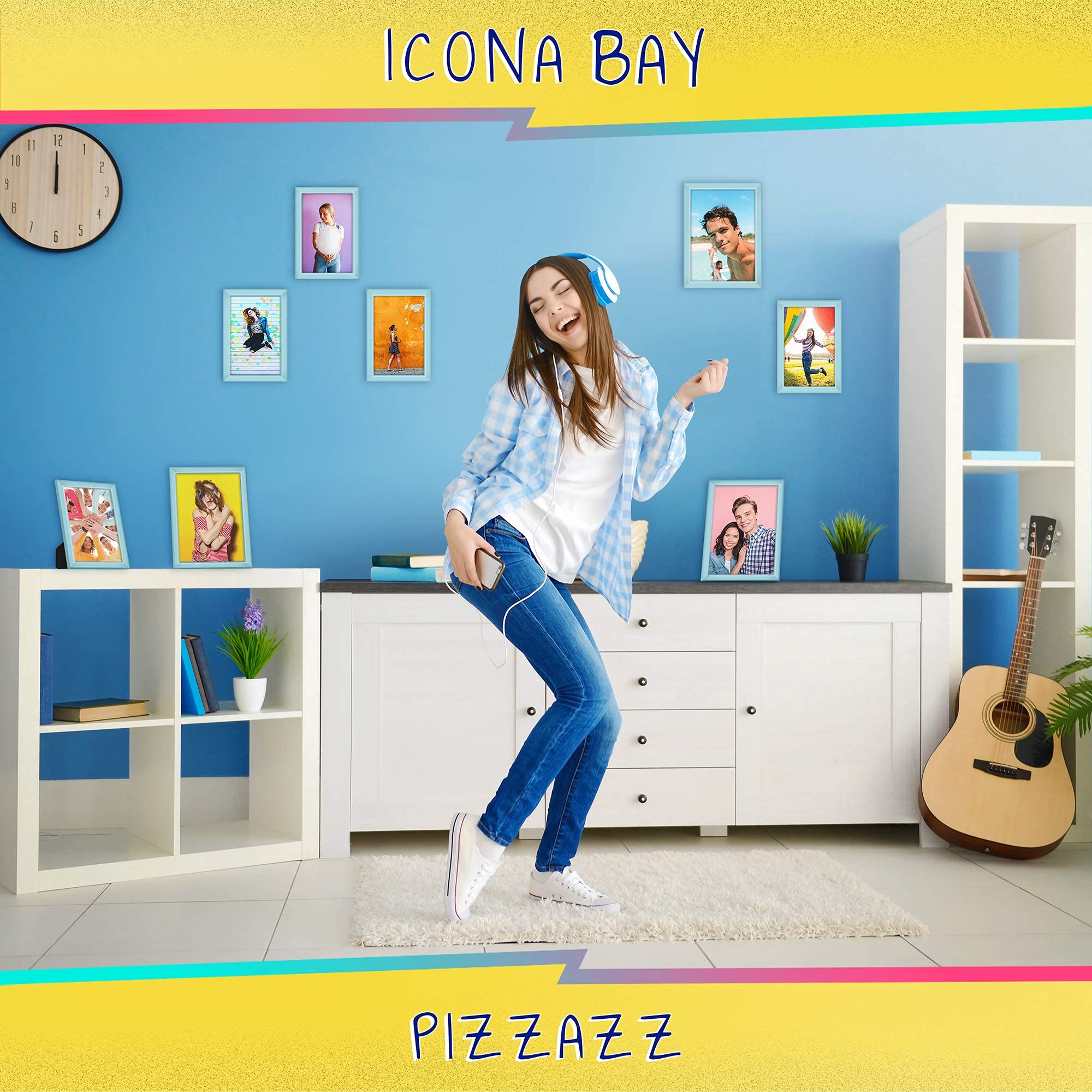 ICONA BAY 5x7 Bilderrahmen, pastellblauer massiver Holzrahmen im skandinavischen Stil für Fotos, Pizzazz-Kollektion