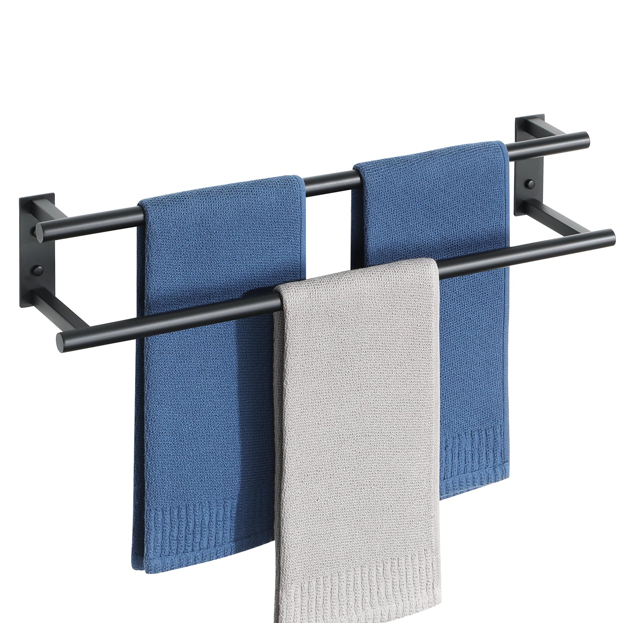 Mooche Gebürstet Handtuchhalter Wand, 60 cm Doppelter Handtuchständer, Handtuchhalter Schwarz aus Edelstahl SUS304, Handtuchständer für Küche,Wohnzimmer,Schlafzimmer und Bad