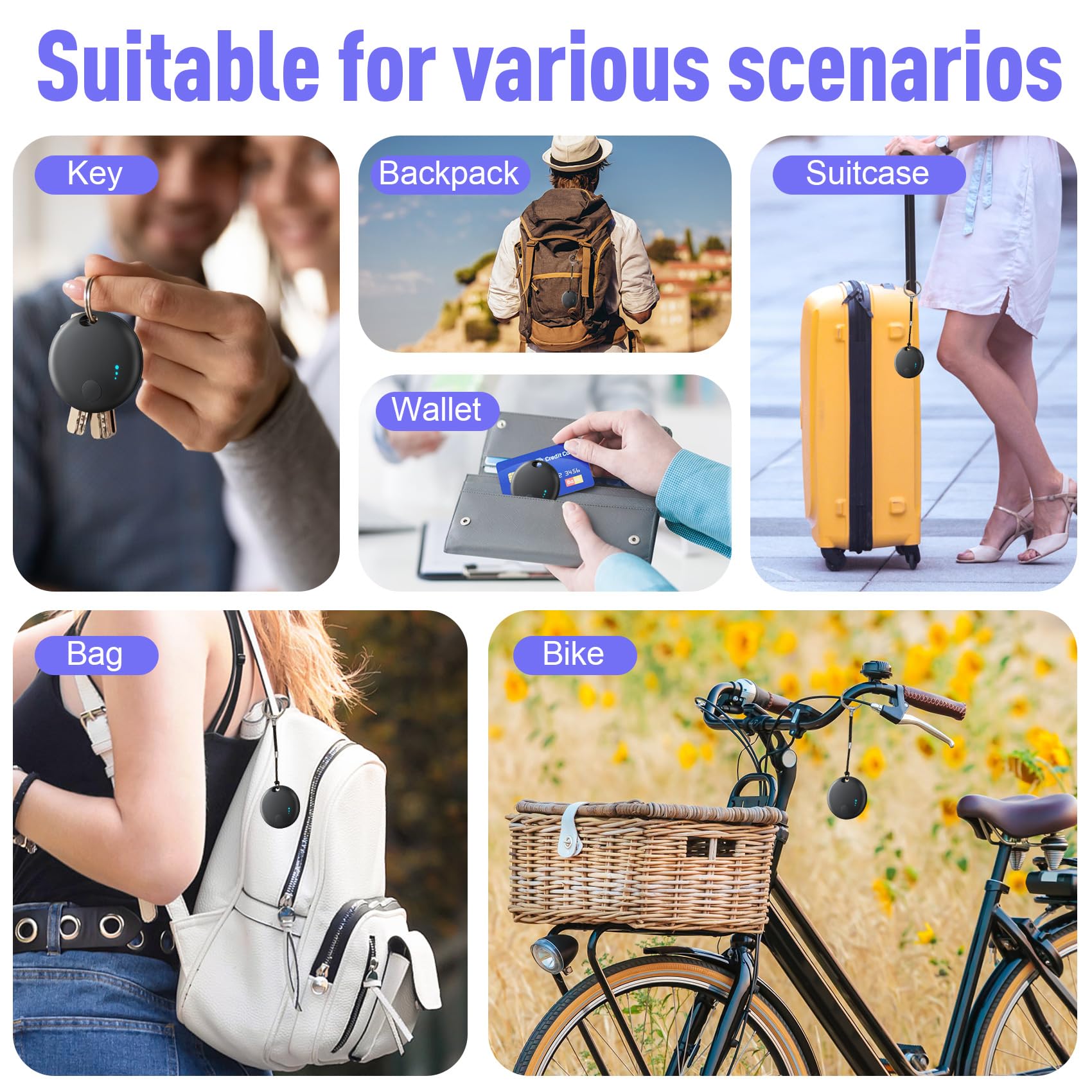 Lot de 2 traqueurs d'air pour Android, lot de 2 étiquettes de suivi Bluetooth compatibles avec l'application Google Find Hub, localisateur de clés intelligent pour clés, portefeuille, sac, bagages