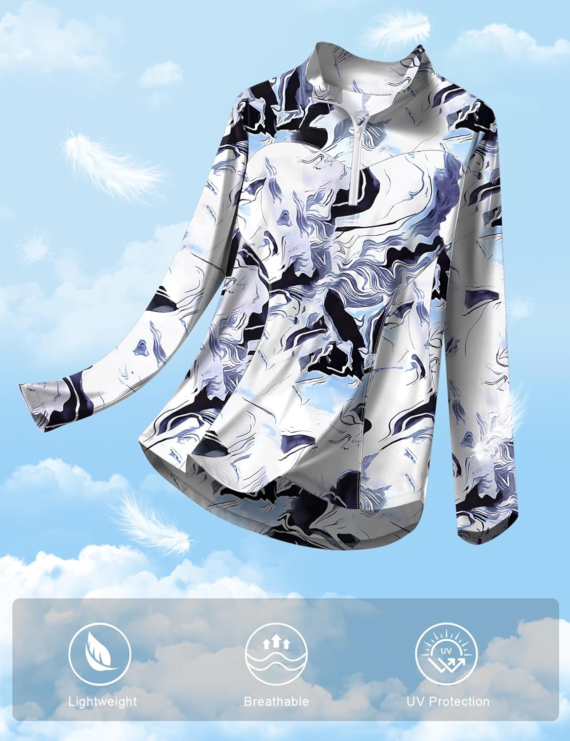 Micoson Womens Long Sleeve Shirts Sun Protection Quarter Zip Pullover Lightweight Athletic Golf Hiking Shirts Tops - Image 4