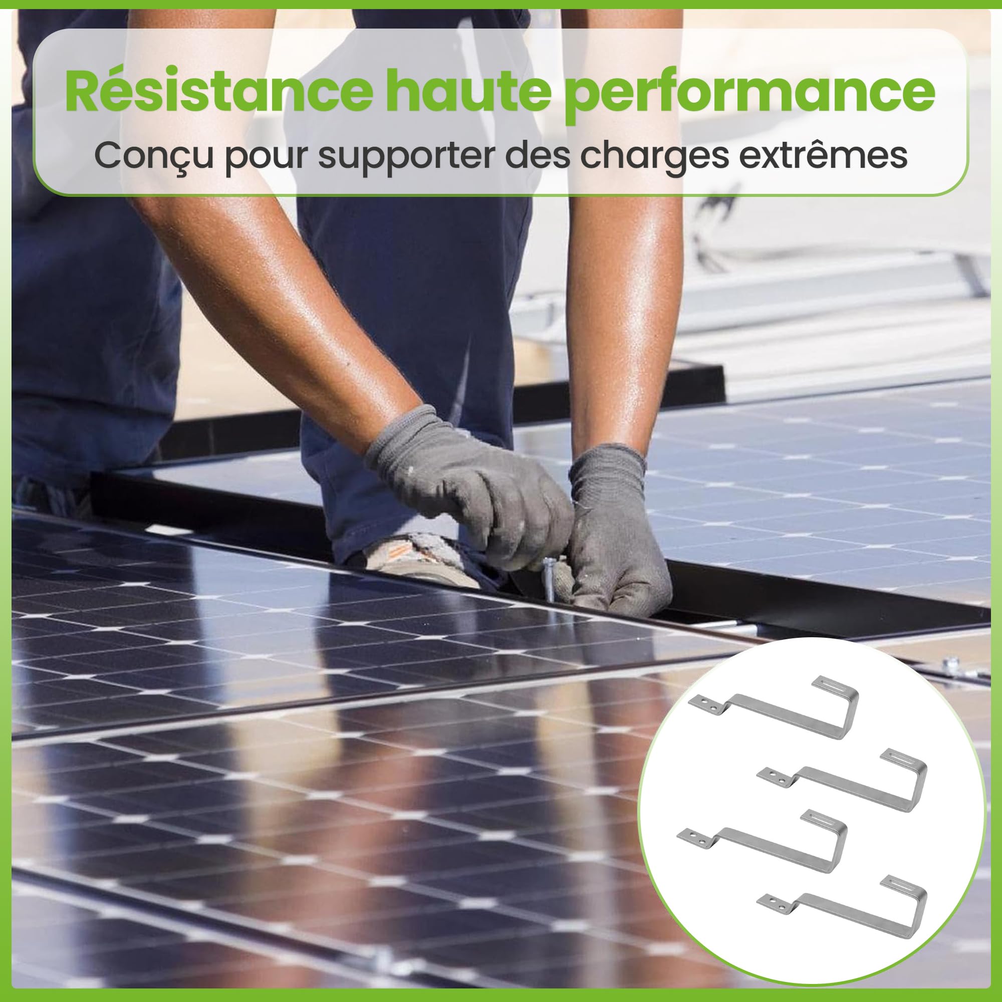 4 pièces. Offgridtec© - Crochet pour toit en acier inoxydable V2a, pour montage mural de panneaux solaires sur tuiles à queue de castor
