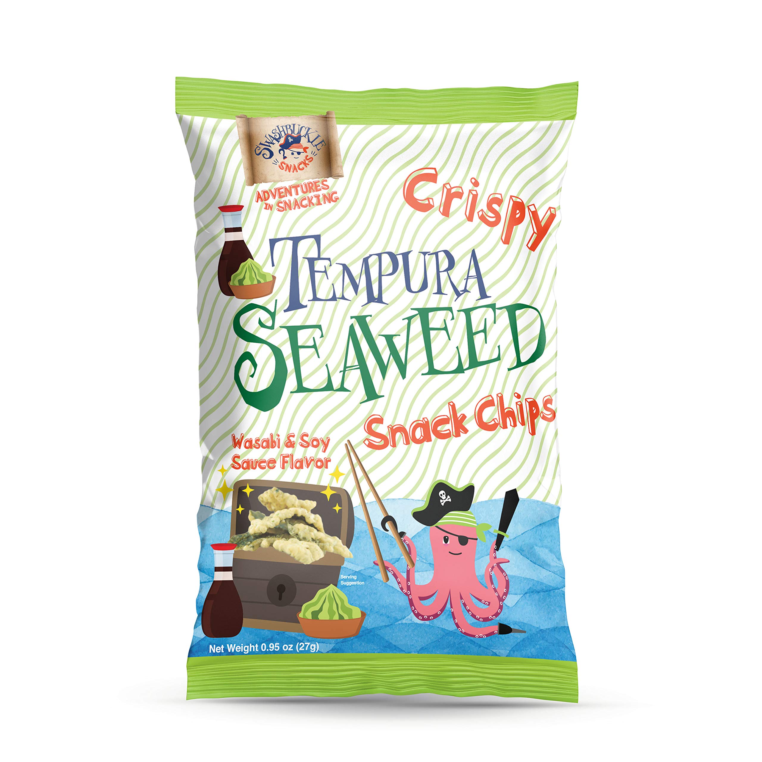 Swashbuckle Snacks Crispy Tempura Seaweed Snack Chips Wasabi and Soy