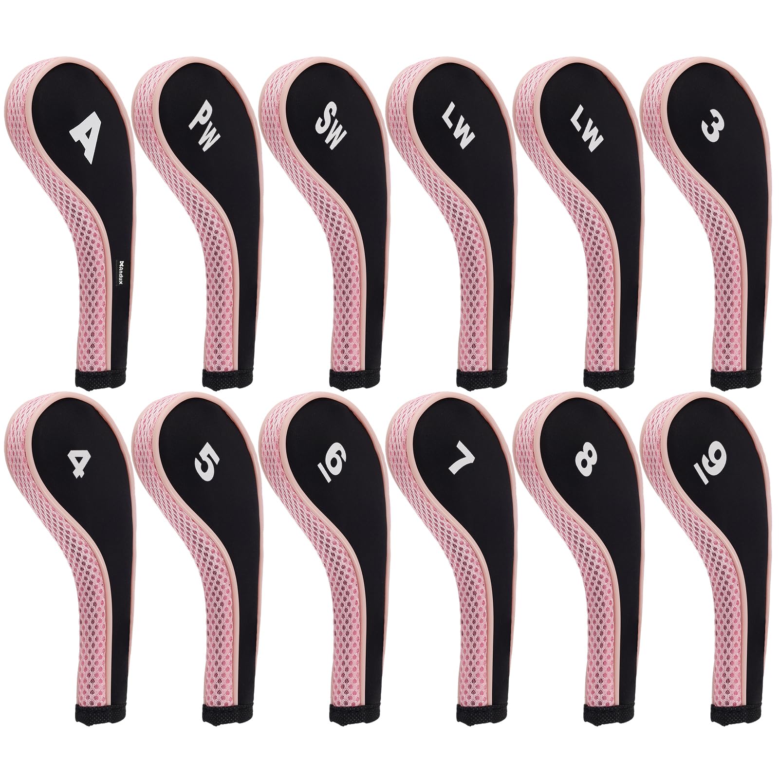 Andux Lot de 12 Housses de tête de Club de Golf avec Fermeture éclair