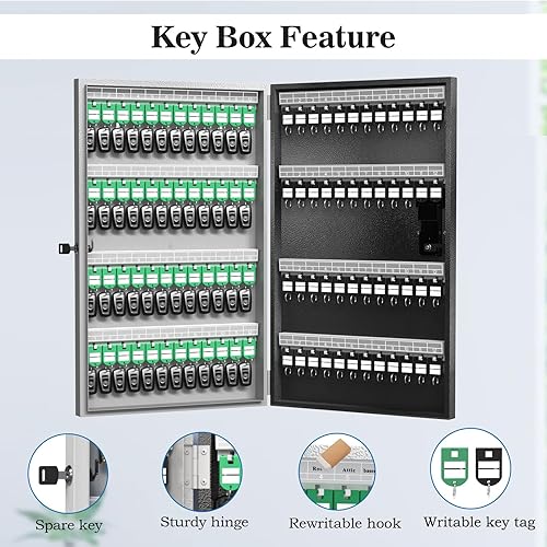 Miniatura 3 de Organizador de gabinete de 96 llaves, caja de bloqueo de llaves para montaje en pared, utiliza contraseña única, código fijoBluetoothOTP compartir