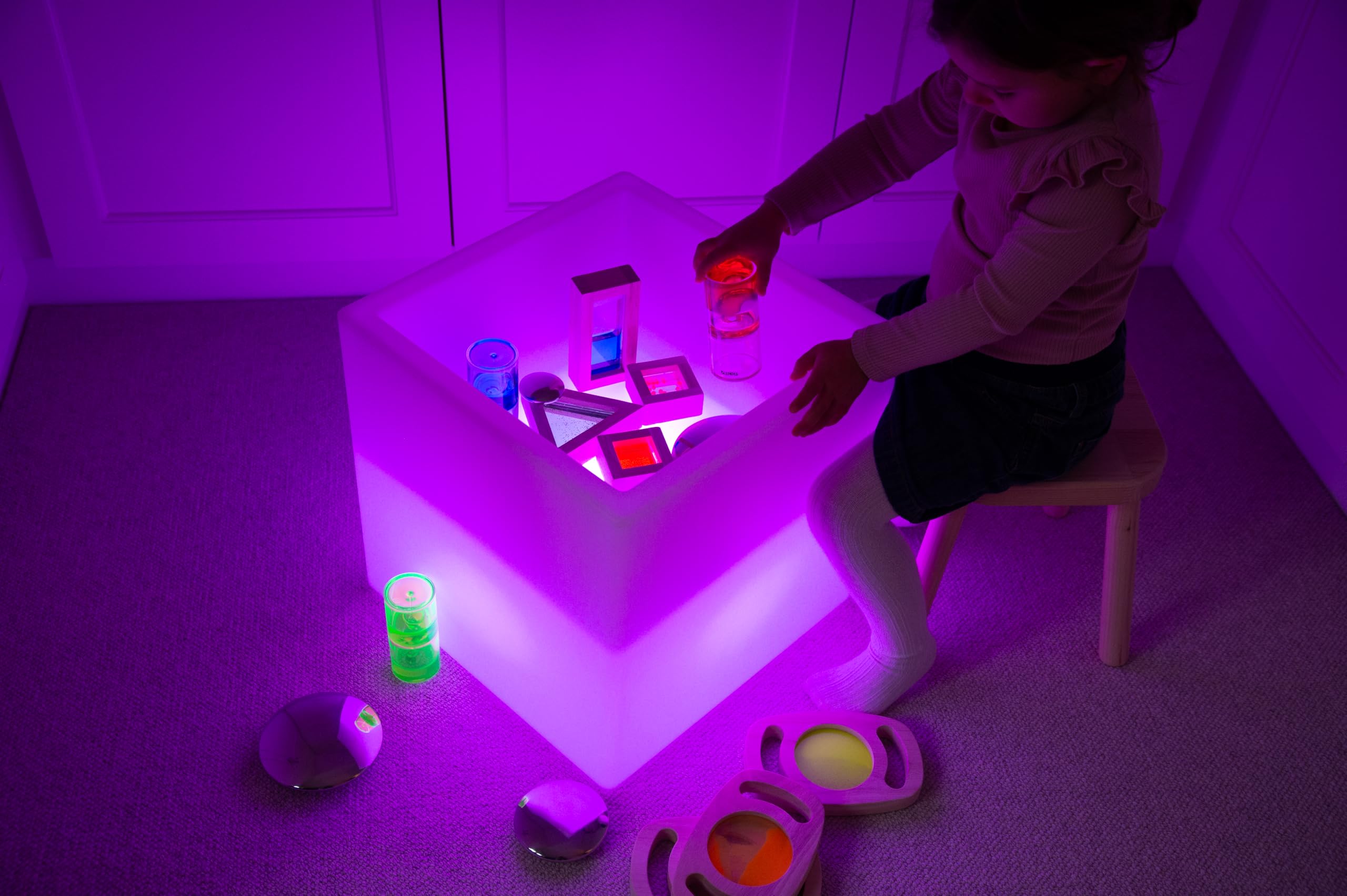 TickiT 75554 Sensory Mood Play Cube - LED Mood Night Light, LED Color Changing Mood Cube, Night Light - Water Table