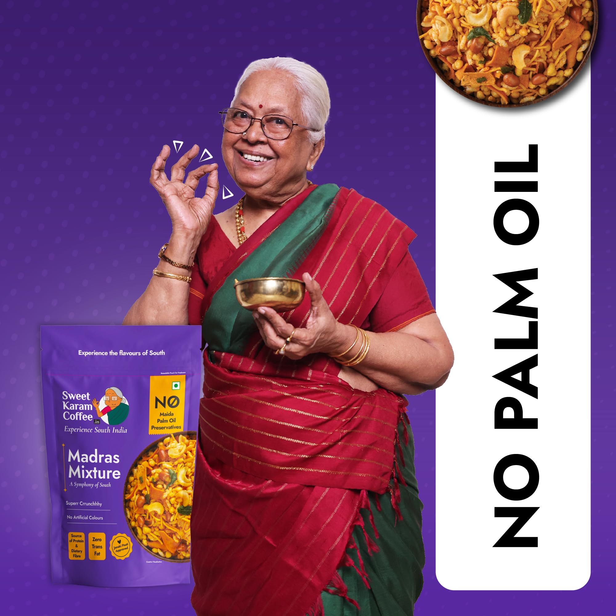 Sweet Karam Coffee Special Madras Mixture β 200grams | No Palm Oil or Preservatives | Authentic South Indian Namkeen Snack | Crispy & Fresh Homemade Taste | Perfect Tea-Time Savory 1