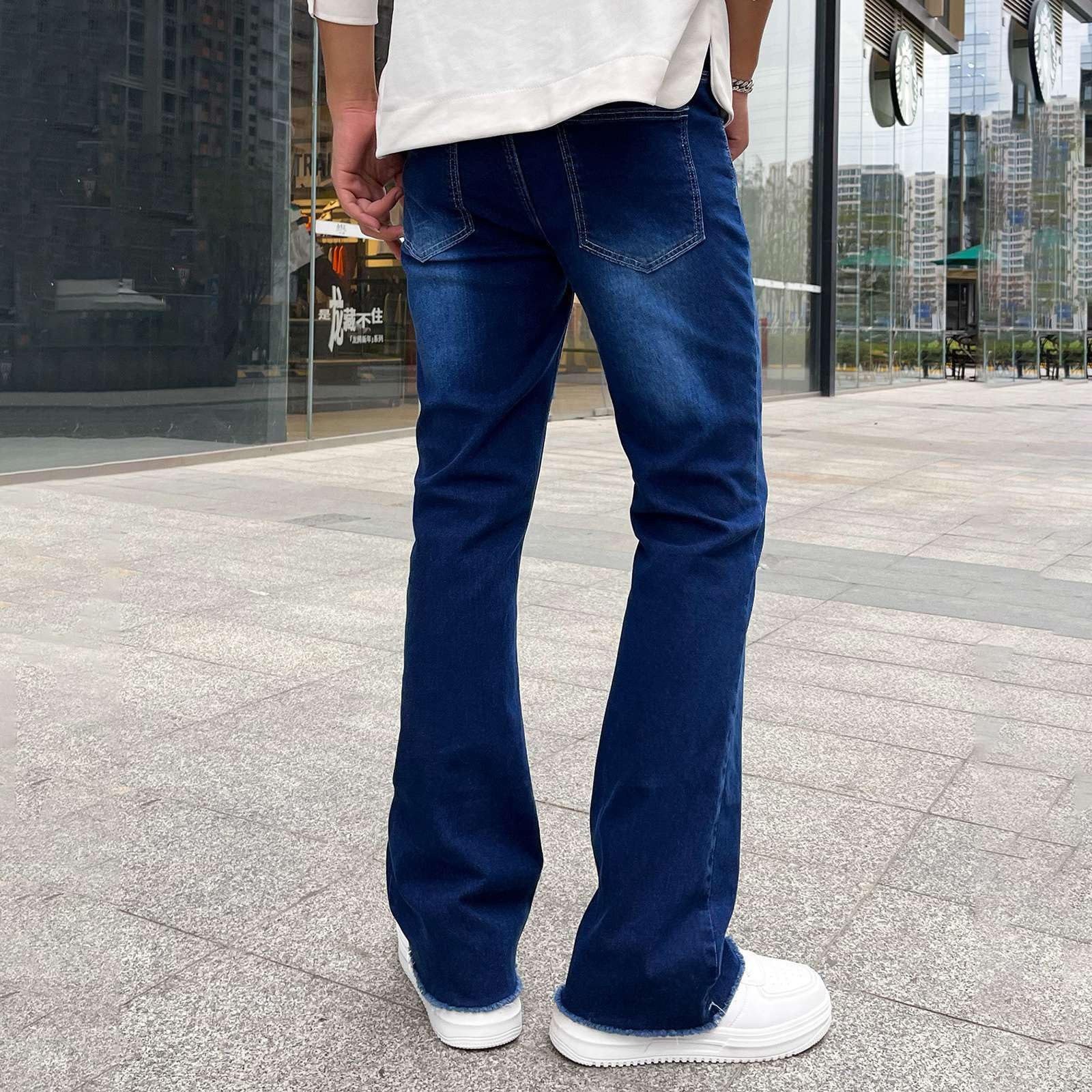 Jeans Strappati da Uomo, Pantaloni Jeans Uomo Stretch Slim Fit Denim Jeans a Gamba Dritta Jeans Aderenti Elasticizzati con Strappi Jeans da Lavoro Jeans Neri Destroyed Casual Hip-Hop per Uomo Ragazzo