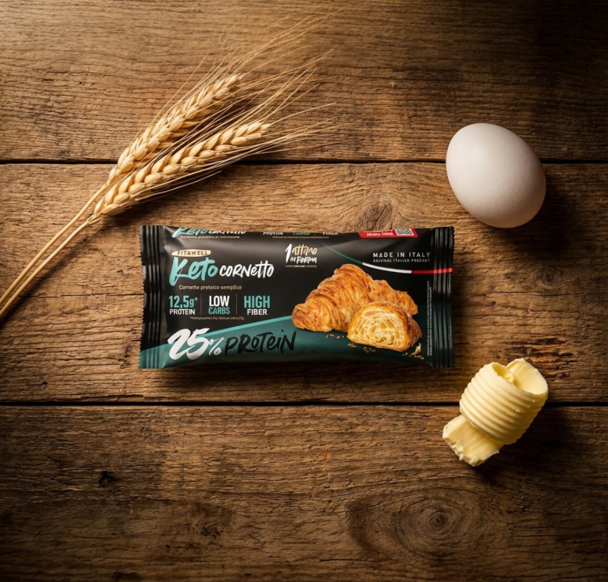 1Attimo in Forma Cornetto Proteico Keto Vuoto 50g, Croissant Proteico Low Carb ad Alto Contenuto Proteico, Ideale per Dieta Chetogenica e Colazione Proteica