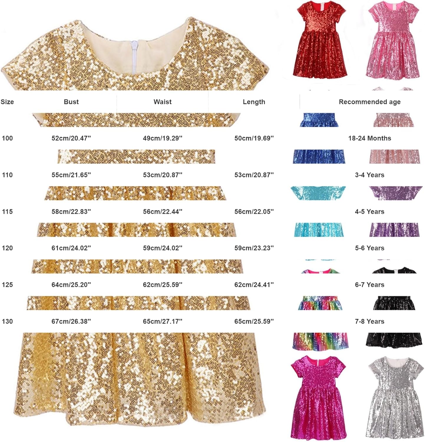 Sparkly Sequin Dress Toddler Girl Glitter Ball Gown Party Dance Dresses A-Lined Fashion Fancy Birthday Dress