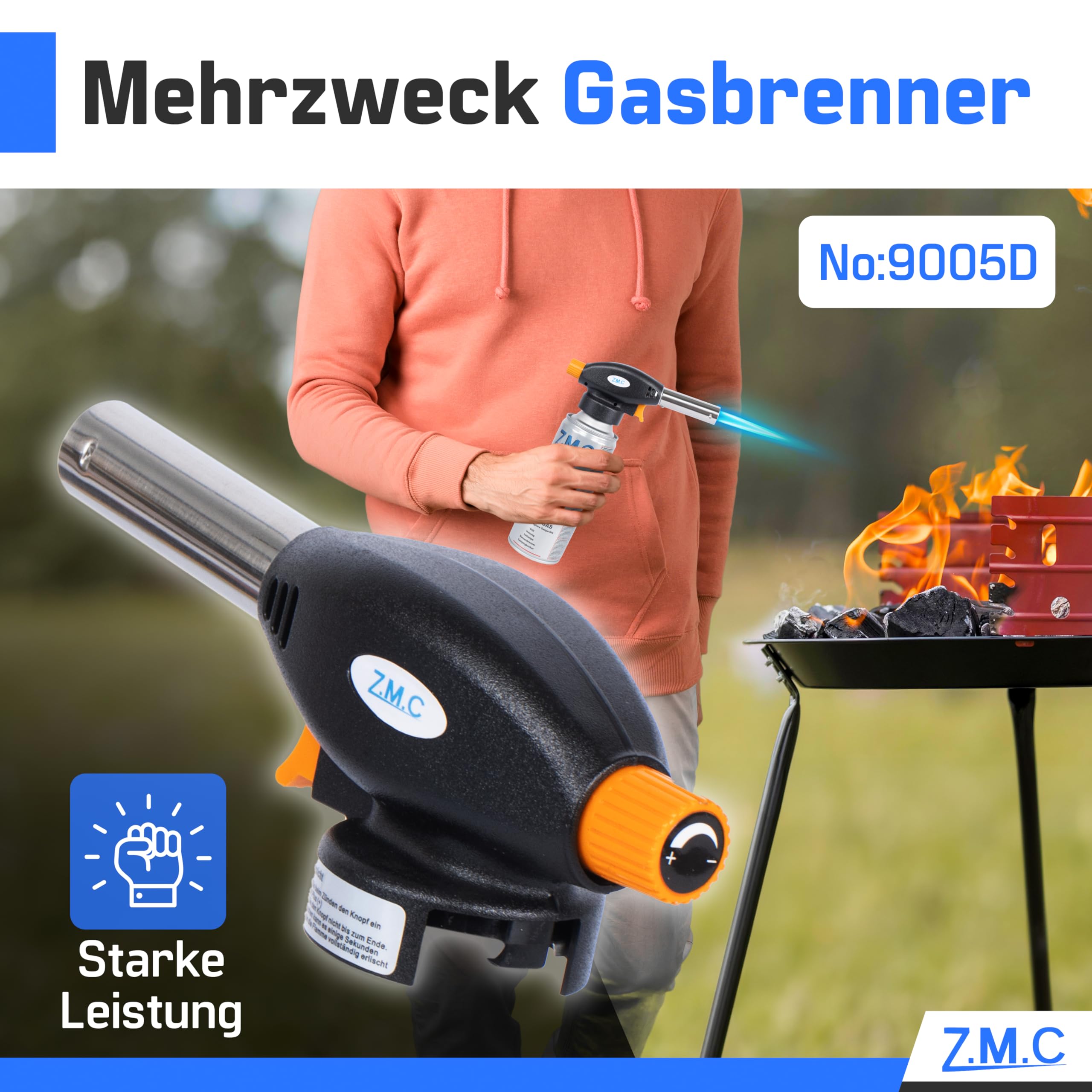 Kit Brûleur à Gaz Avec Allumage Piézo + 8 Cartouches Butane – Marque ZMC