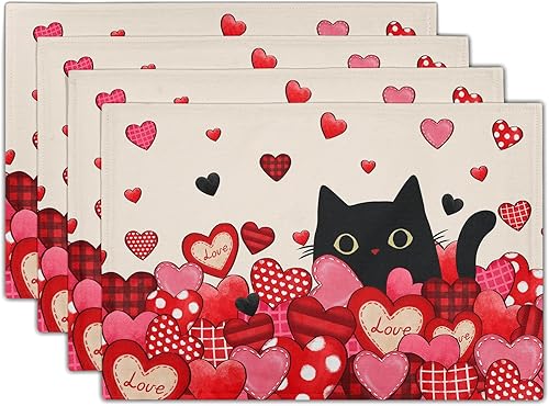 Miniatura 9 de Juego de 4 manteles individuales de primavera, diseño de pájaros azules, flores, flores, estación, primavera, floral, lavable, rústico, decoración