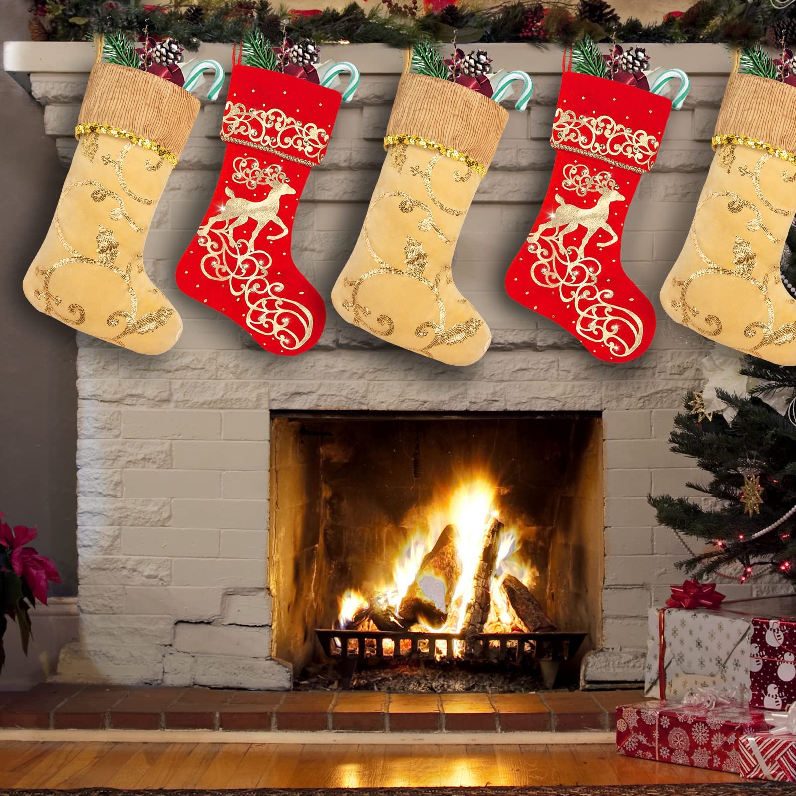 LUBOT HOMES - Juego De 4 Medias De Navidad (20 Pulgadas) Bordado De, image size:1600x1600