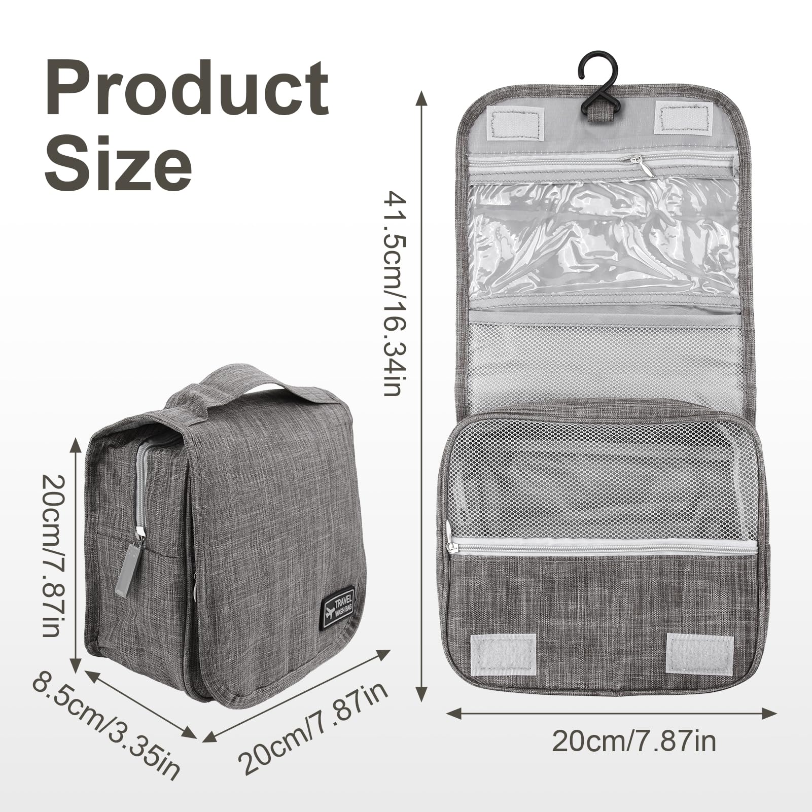 LKLKKC Ostomy Travel Bag Hanging Ostomy Supplies Bags for Colostomy, Foley Catheter, Ileostomy Pouch Accessories Hanging Toiletry Organizer (Gray)