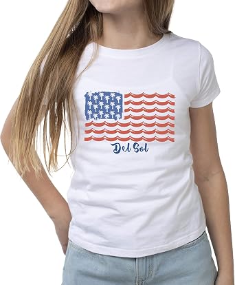 Del Sol Color Changing Womens Crew Tee - Tropical Americana, White, Size XL
