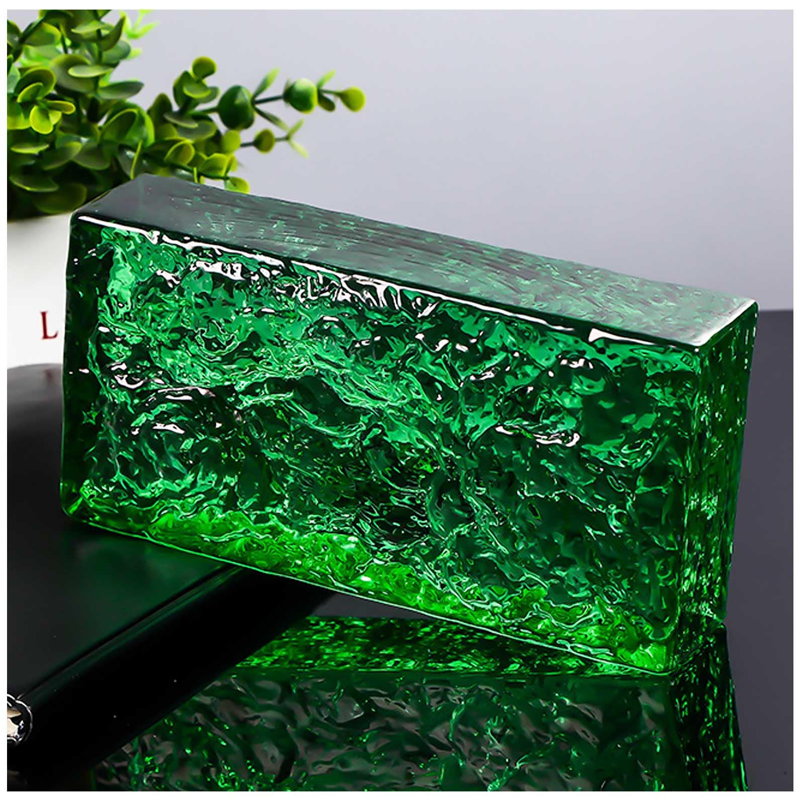 Mattoni in Vetro Trasparenti Rettangolari con Motivo a Cristallo Ghiacciato, Utilizzati in Ambito Edilizio per Pareti Divisorie, Nonché per Impianti di Illuminazione Fai da Te,Verde,4 Brick