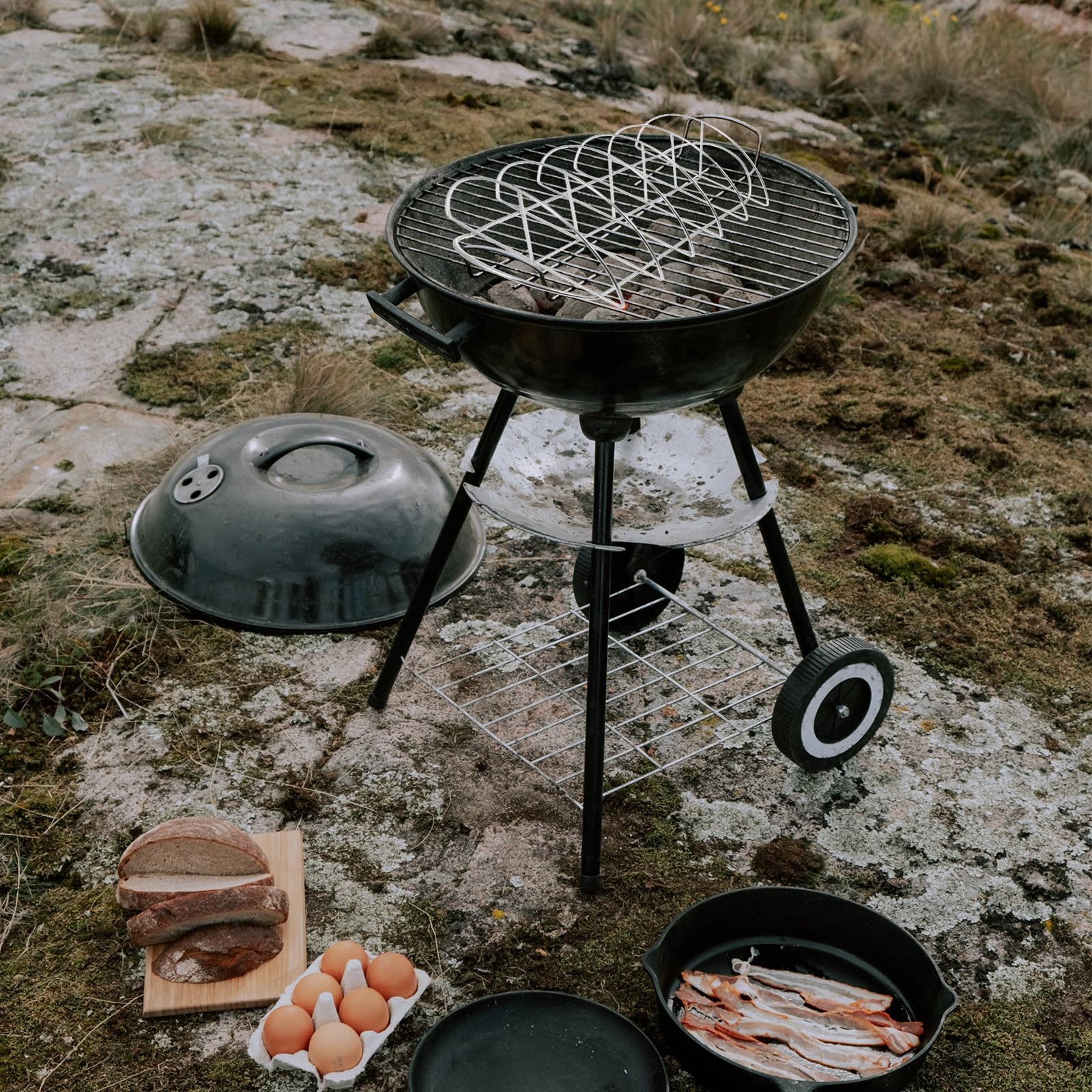 Abaodam Supporto per Bistecca in Acciaio Inossidabile Portatile e Leggero per Barbecue a Casa e Picnic, Resistente e Pratico per Grigliate All'aperto