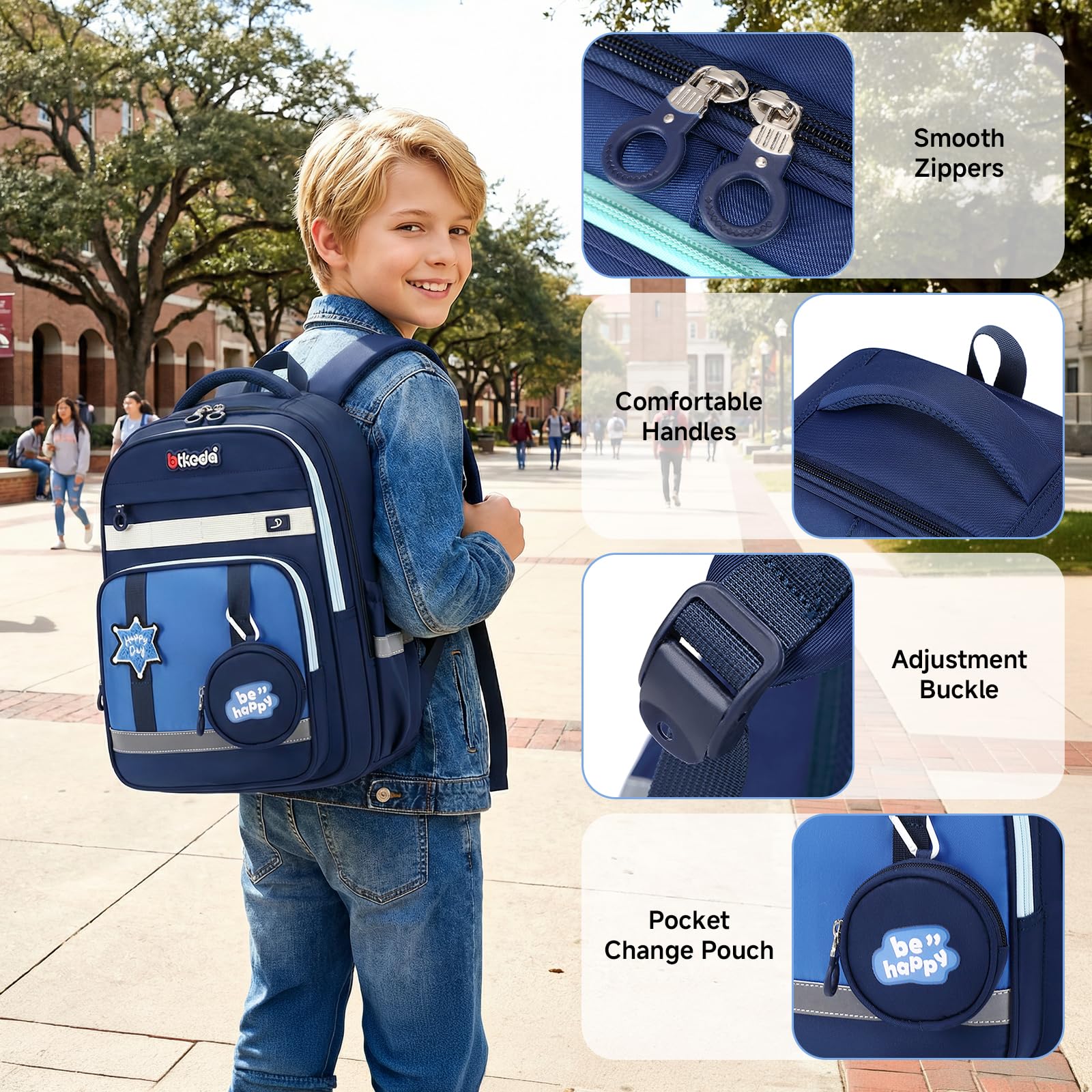 Amythe Sac d'école Garçon CP-CM2 Réfléchissant