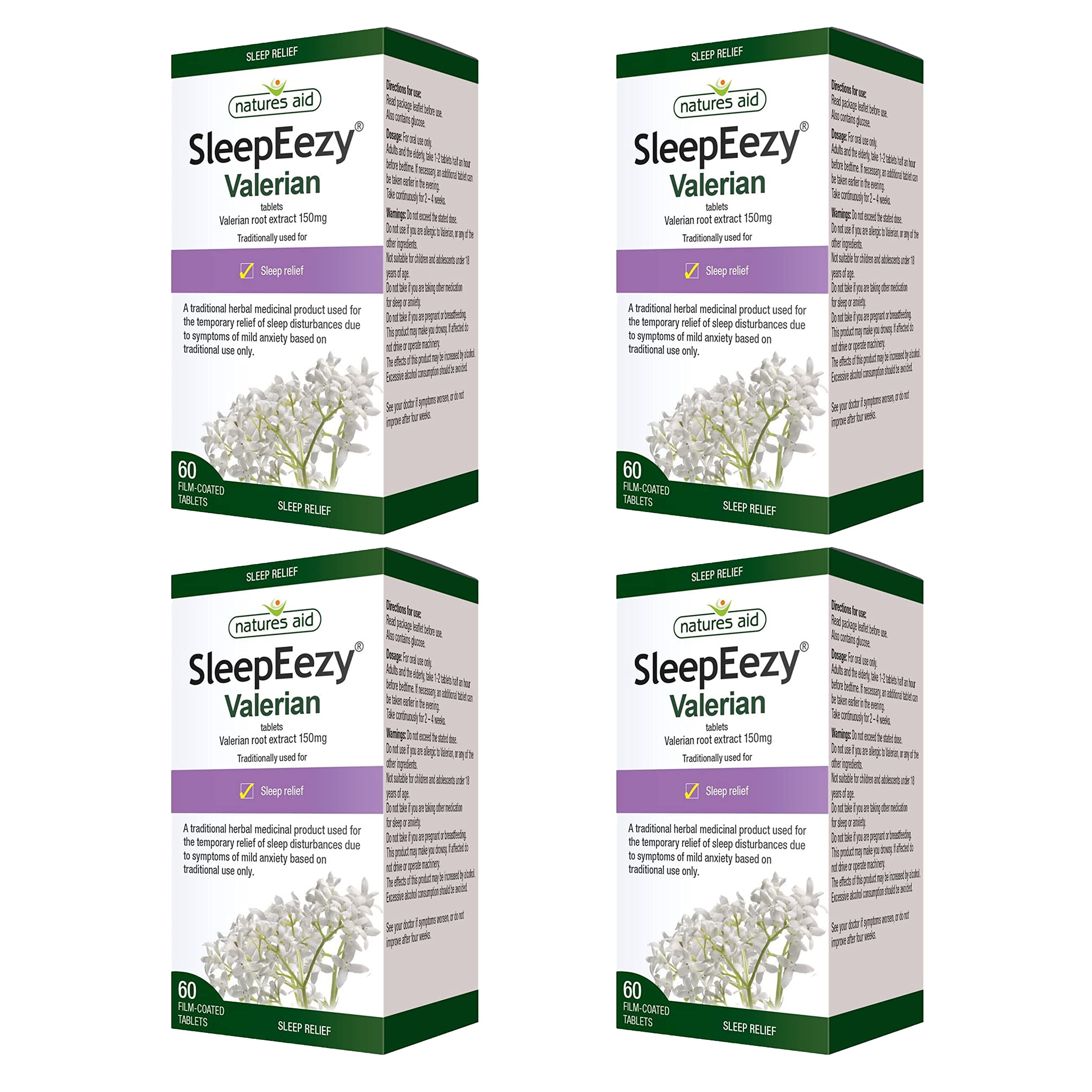 SleepEezy Valerian Root Tablets, 4 x 60 Vegan Tablets (240), Relief of Sleep disturbances
