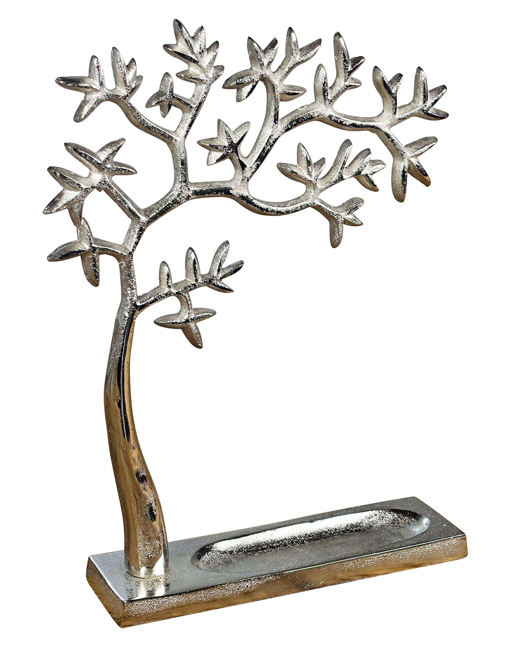 Schmuckbaum Schmuckständer Schmuckhalter Lebensbaum Dekobaum Aluminium Silber - Schmuck Baum für Ringe, Ketten und Armbänder - in 2 Größen 31 cm oder 37,5 cm