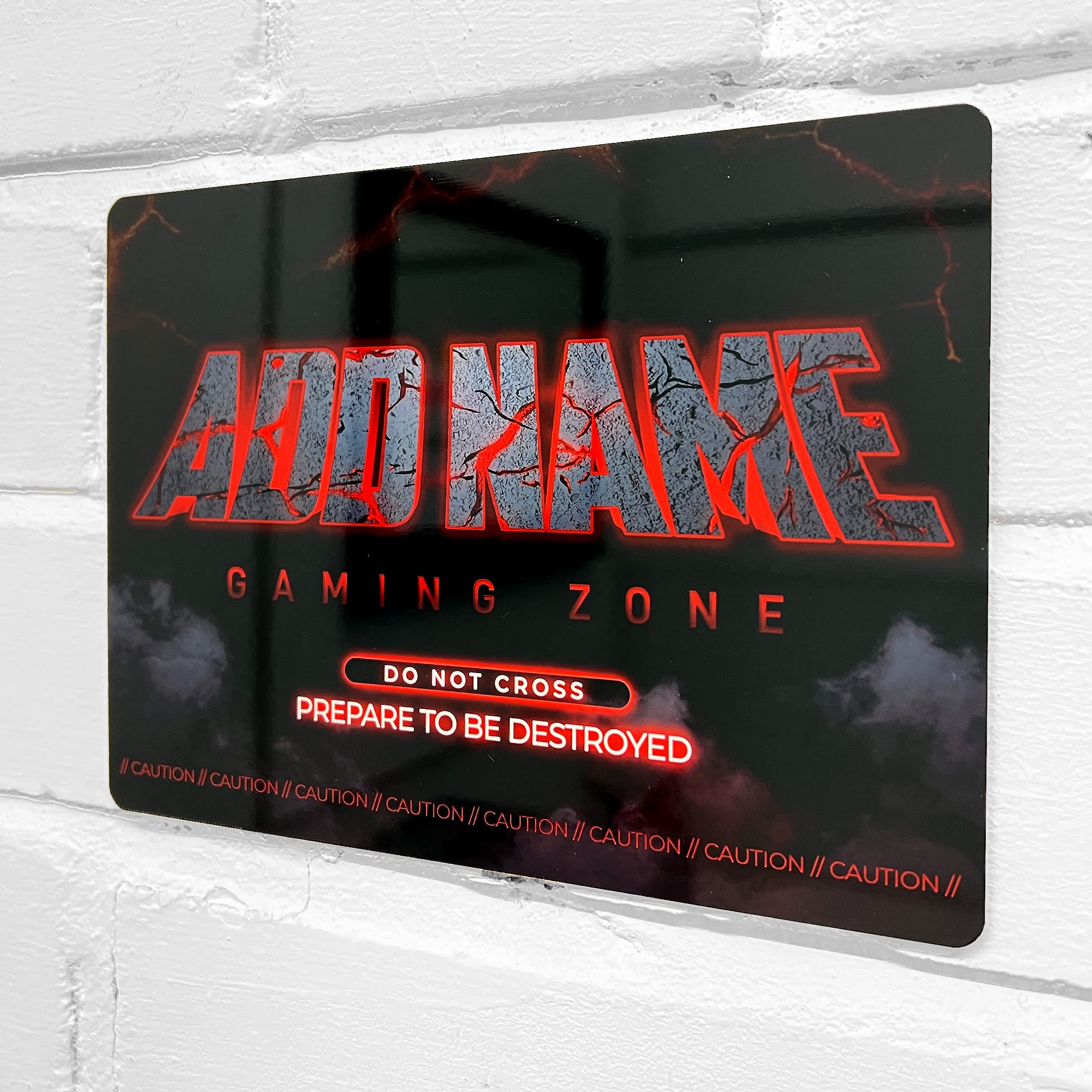 Shopquality4u Gaming Zone Magma D15 Personalised Metal Gamer Sign - Customised Printed Wall Art Plaque A4 Gaming Zone Magma
