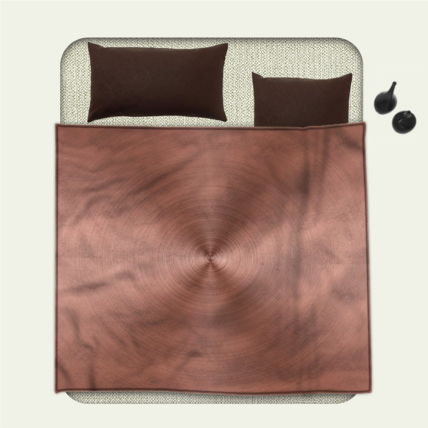 smallbeefly Copper couch blanket Circle Copper Steel Texture Metallic Seem Radial and Round Plaque with Shades ImagePattern Bronze