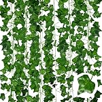 ADORAMOUR Artificial Ivy Garlands - 6Pack 210cm Length - Realistic Fake Vines for Room Aesthetic and Garden Wall Decoration for Indoor Outdoor, Green Faux Leaves Plastic Hanging Plants Greenery Decor