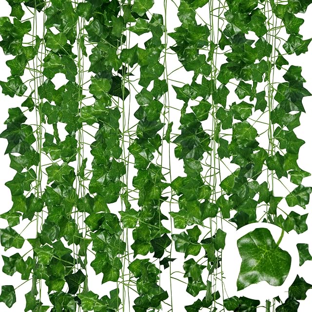 ADORAMOUR L'Ivy Garlands artificiels - 6Pack 210cm Longueur - Vignes de fausseté réaliste pour chambre Esthétique et décoration murale de jardin pour intérieur extérieur, feuilles de faux verts Plantes de suspension en plastique Greenery Decor