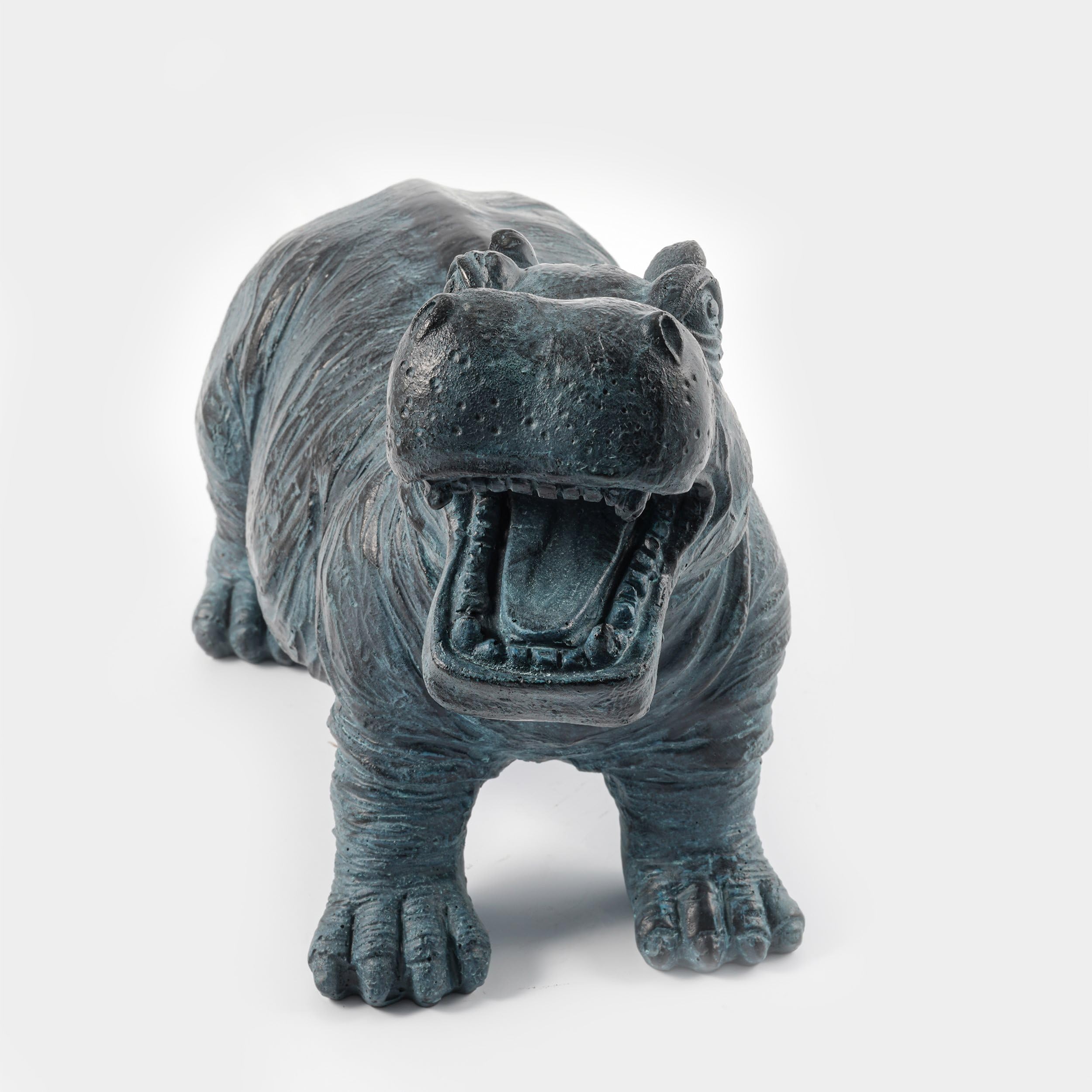 Esotec Solar Wasserspeier Set Hippo Nilpferd, Solarpumpe, Teichfigur Gartenfigur Gartenstatue, Tauchpumpe, Gartenbrunnen, Springbrunnen für außen Outdoor, Vogeltränke H=20cm 101658