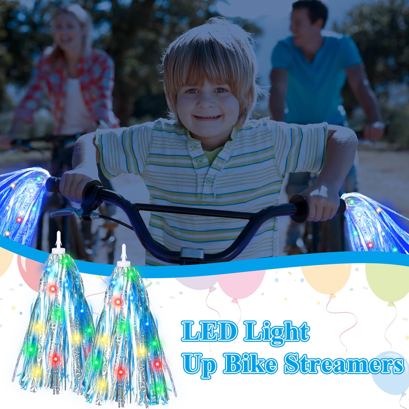 4 piezas de luces LED para bicicleta, borlas, manillar de bicicleta para niños, accesorios iluminados con borlas para niñas y niños 4